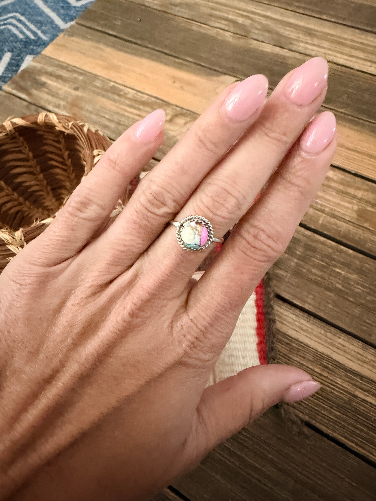 Handcrafted Sterling Silver & Cotton Candy Ring