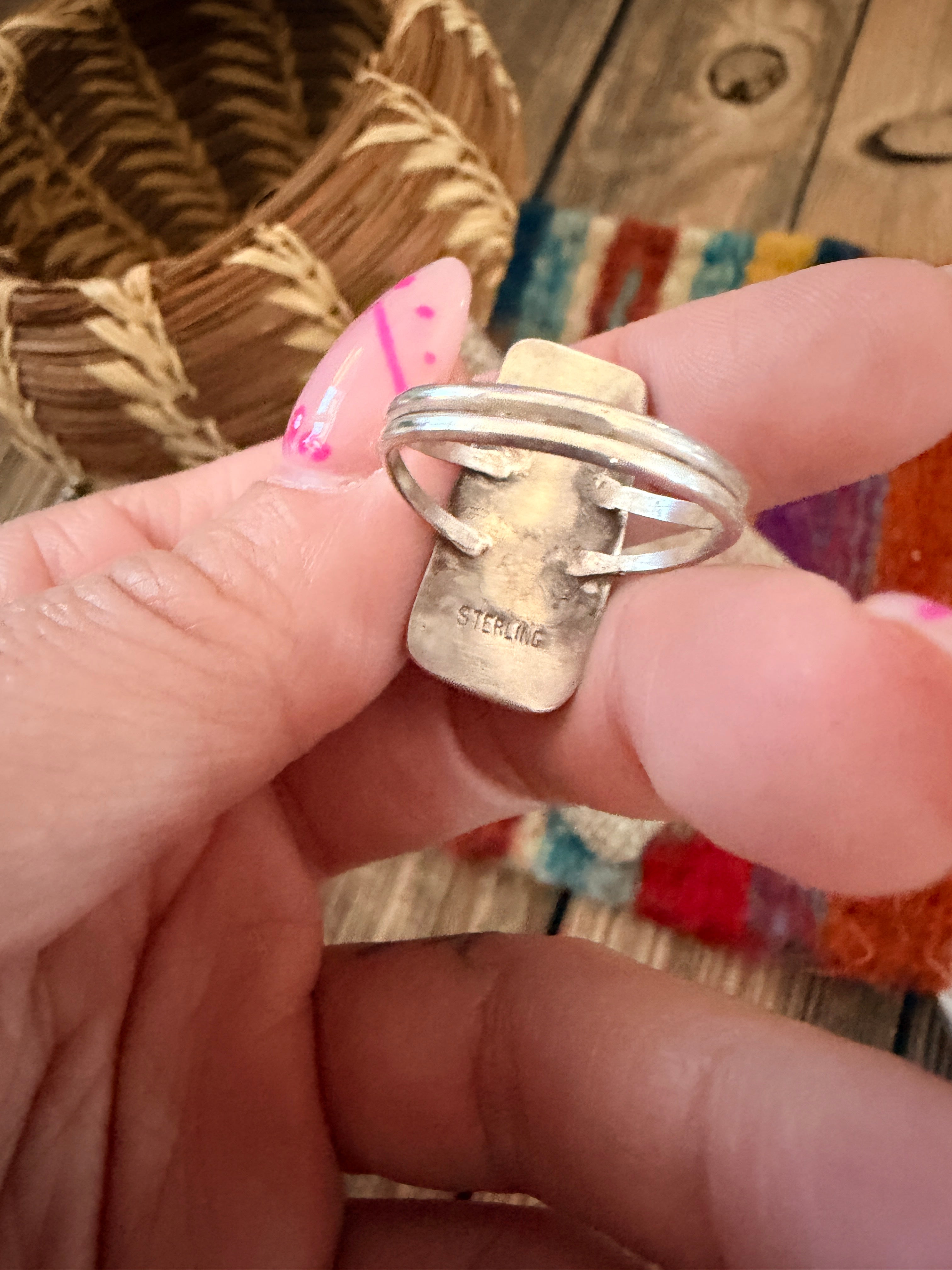 Handcrafted Spiny Oyster & Sterling Silver Ring Size 8.25