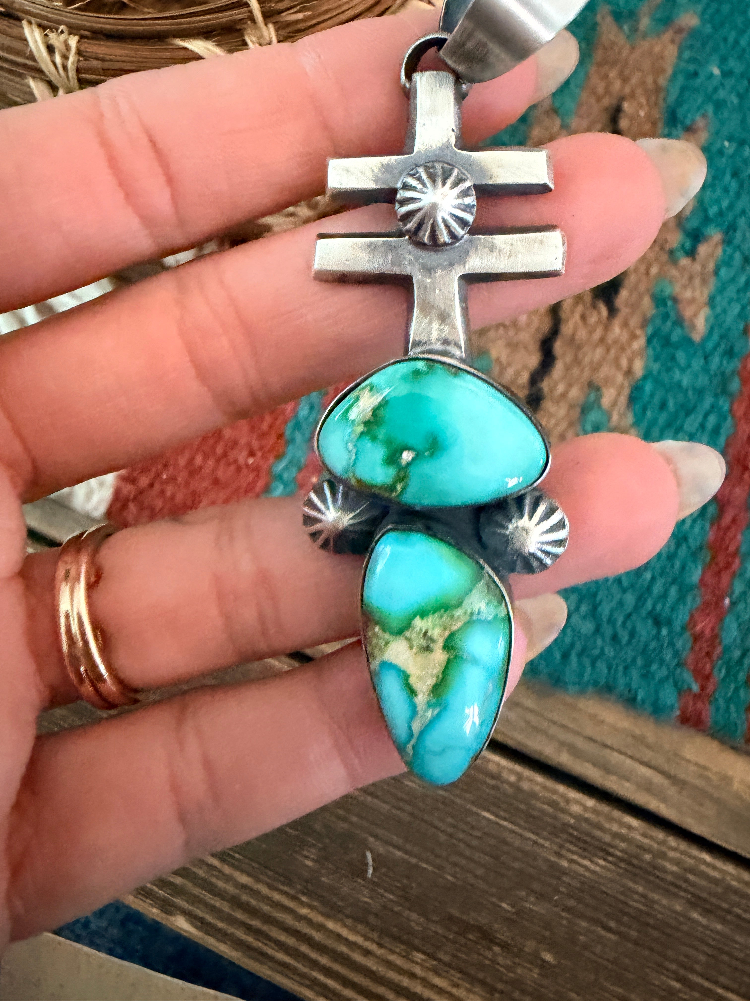 Handcrafted Sterling Silver & Sonoran Mountain Turquoise Pendant by Chimney Butte