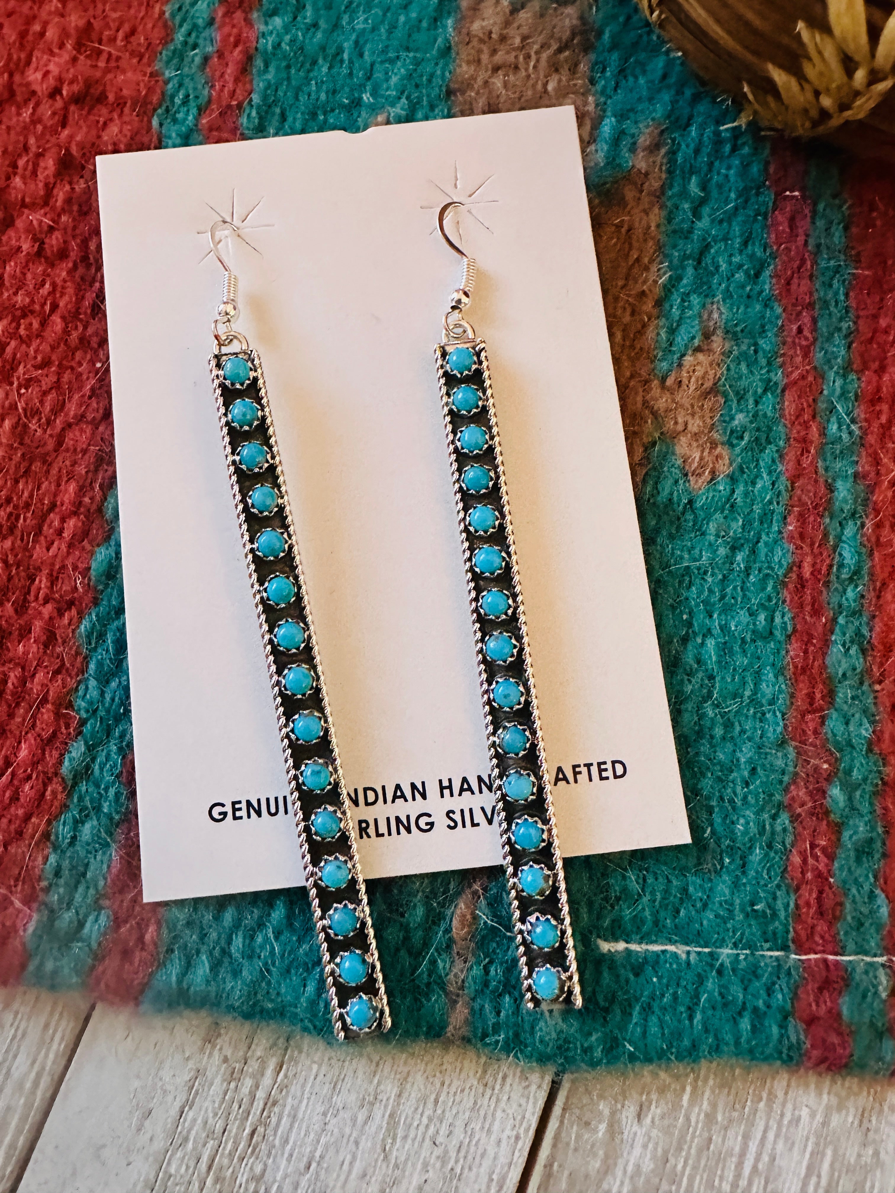 Handcrafted Sterling Silver & Turquoise Snake Eye Dangle Earrings