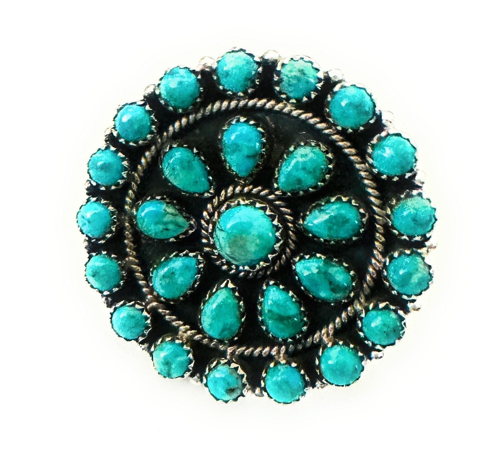 Handmade Sterling Silver & Turquoise Cluster Adjustable Ring by Nizhoni