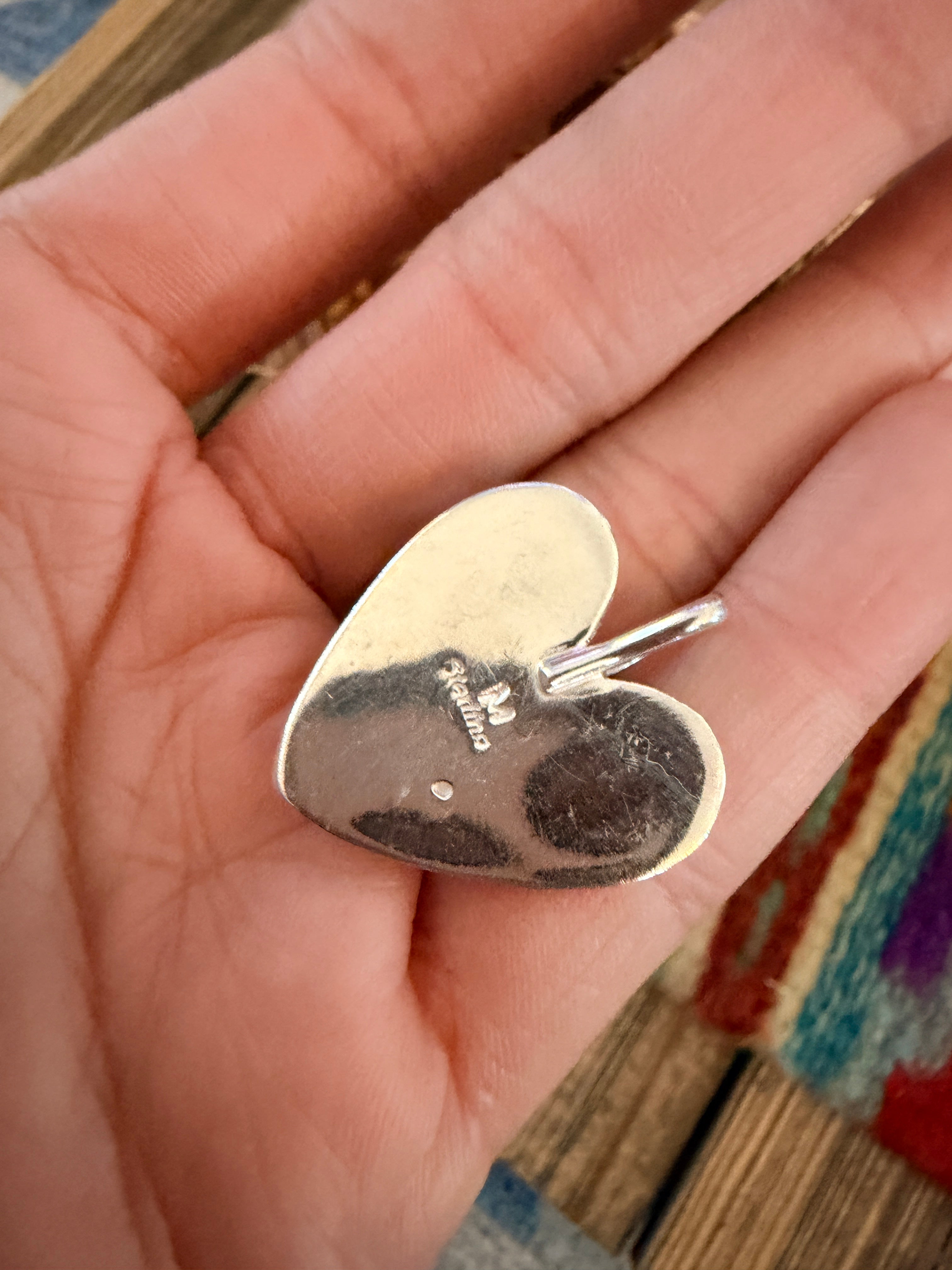 Handcrafted Sterling Silver & Mother of Pearl Heart Pendant by Joseph Martinez