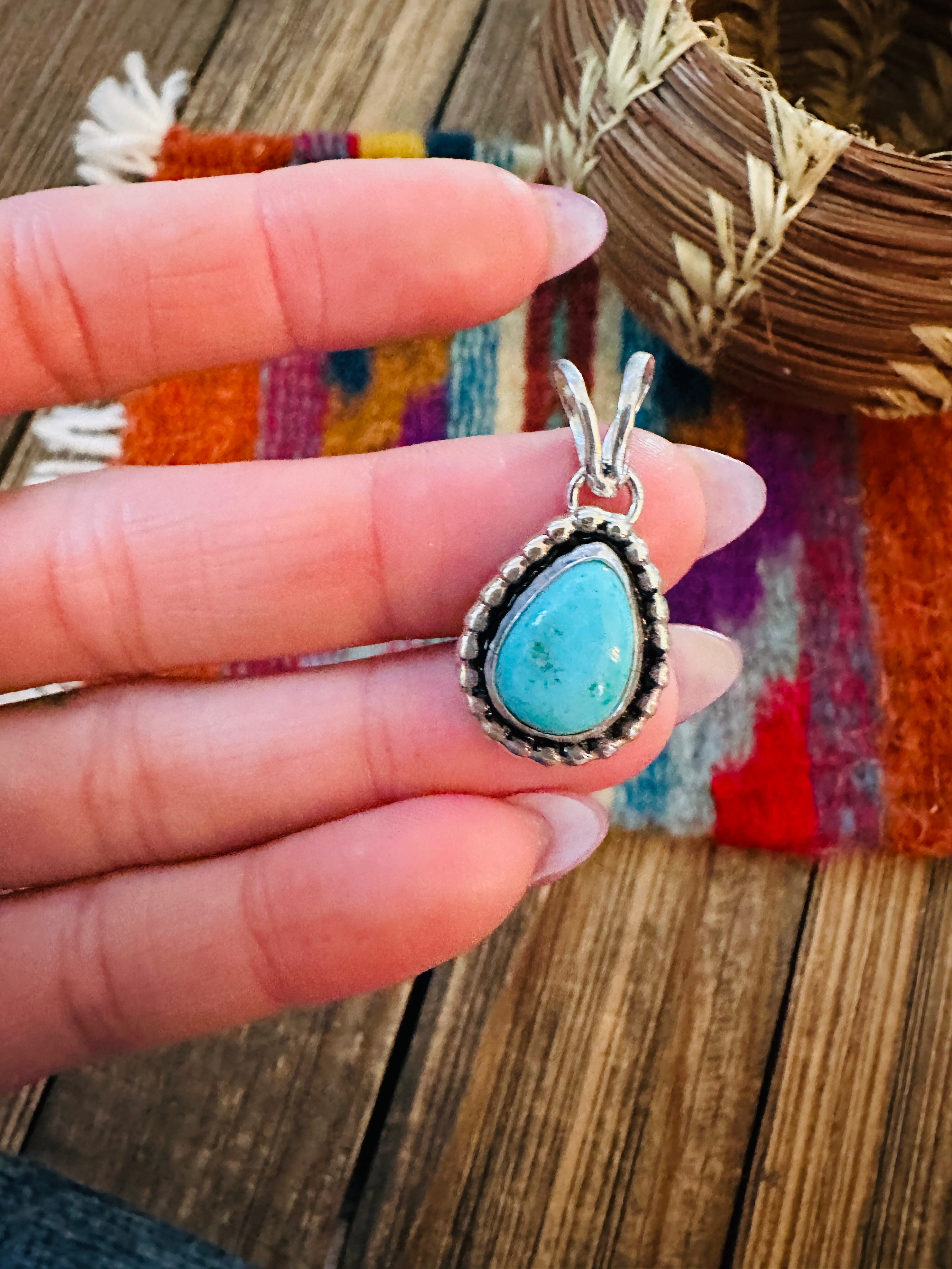 Handcrafted Sterling Silver & Turquoise Pendant