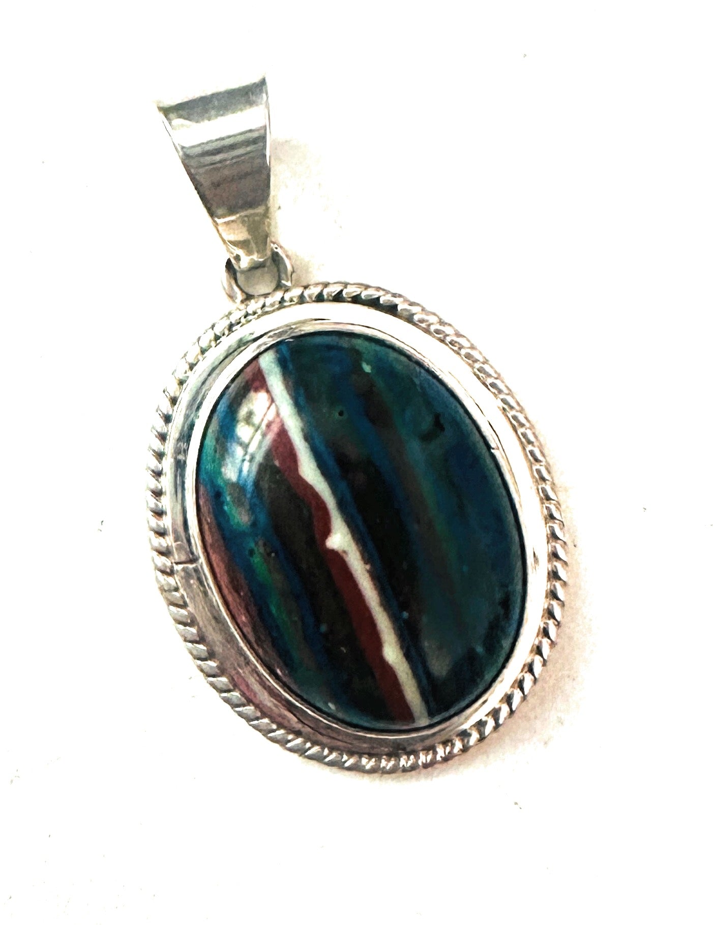 Navajo Rainbow Calsilica and Sterling Silver Star Pendant