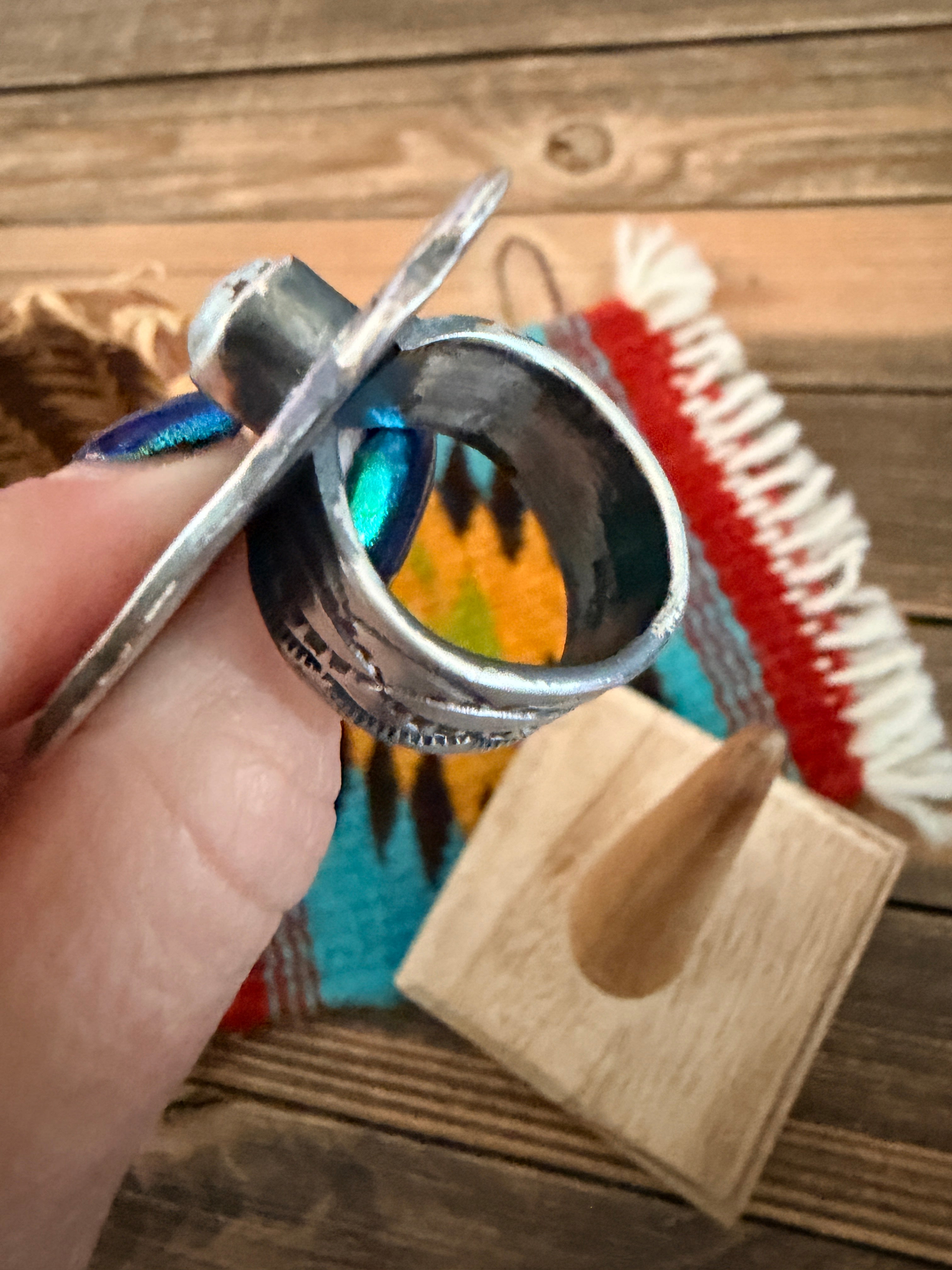 Handcrafted Turquoise and Sterling Silver Thunderbird Ring size 8 by Chimney Butte