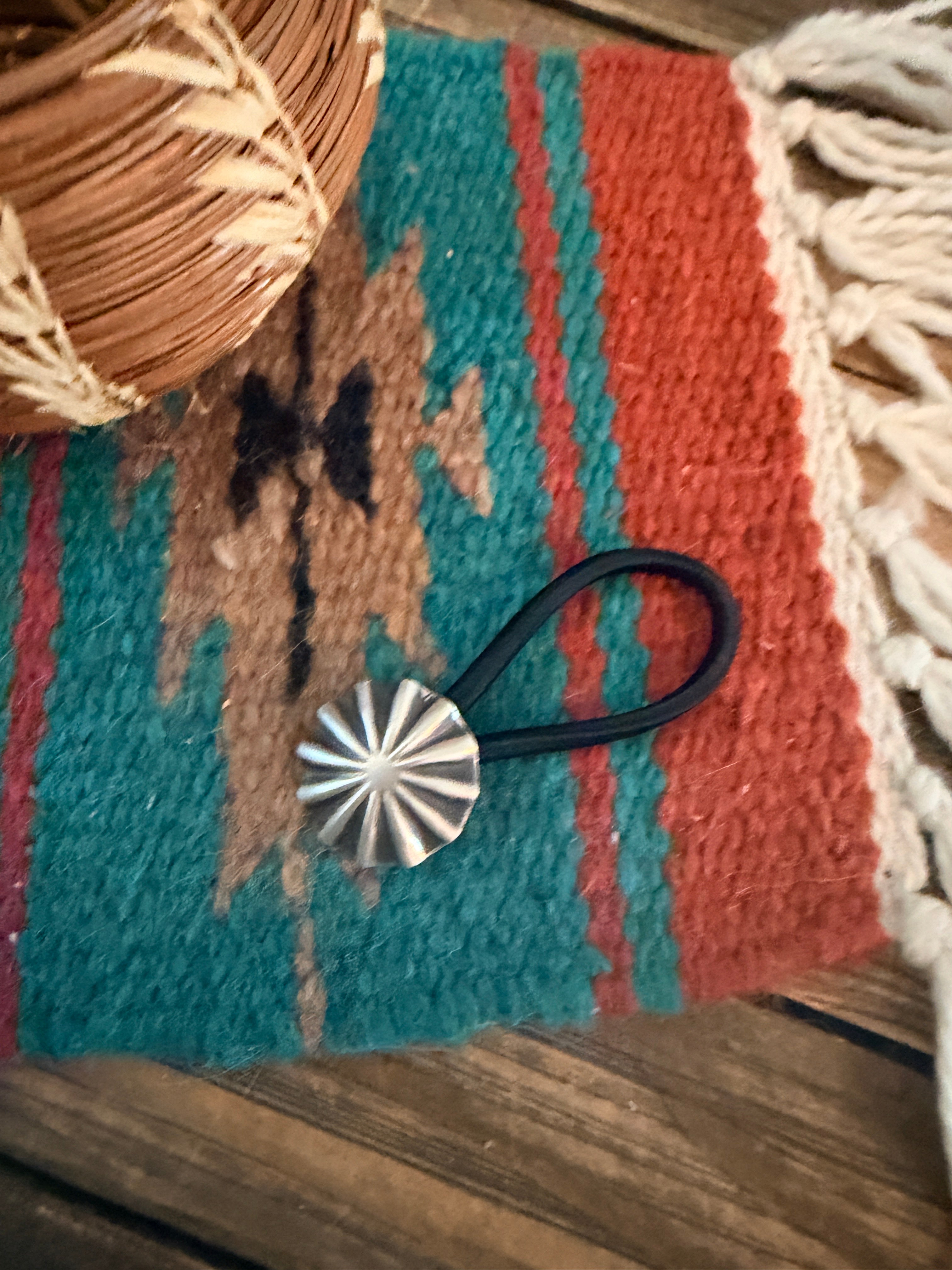 Handcrafted Sterling Silver Concho Hair Tie Charm