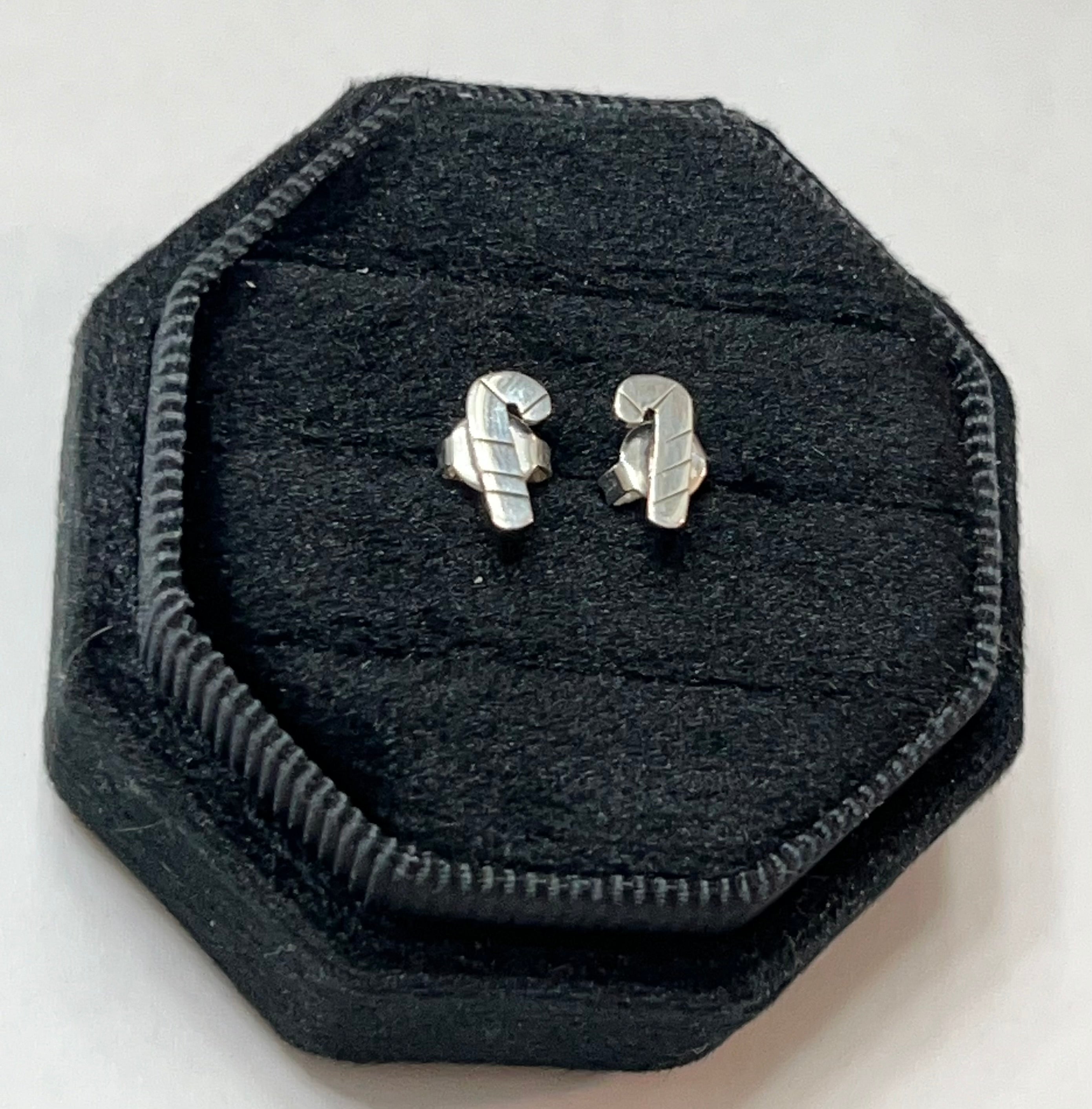 Sterling Silver Candy Cane Earrings On Post