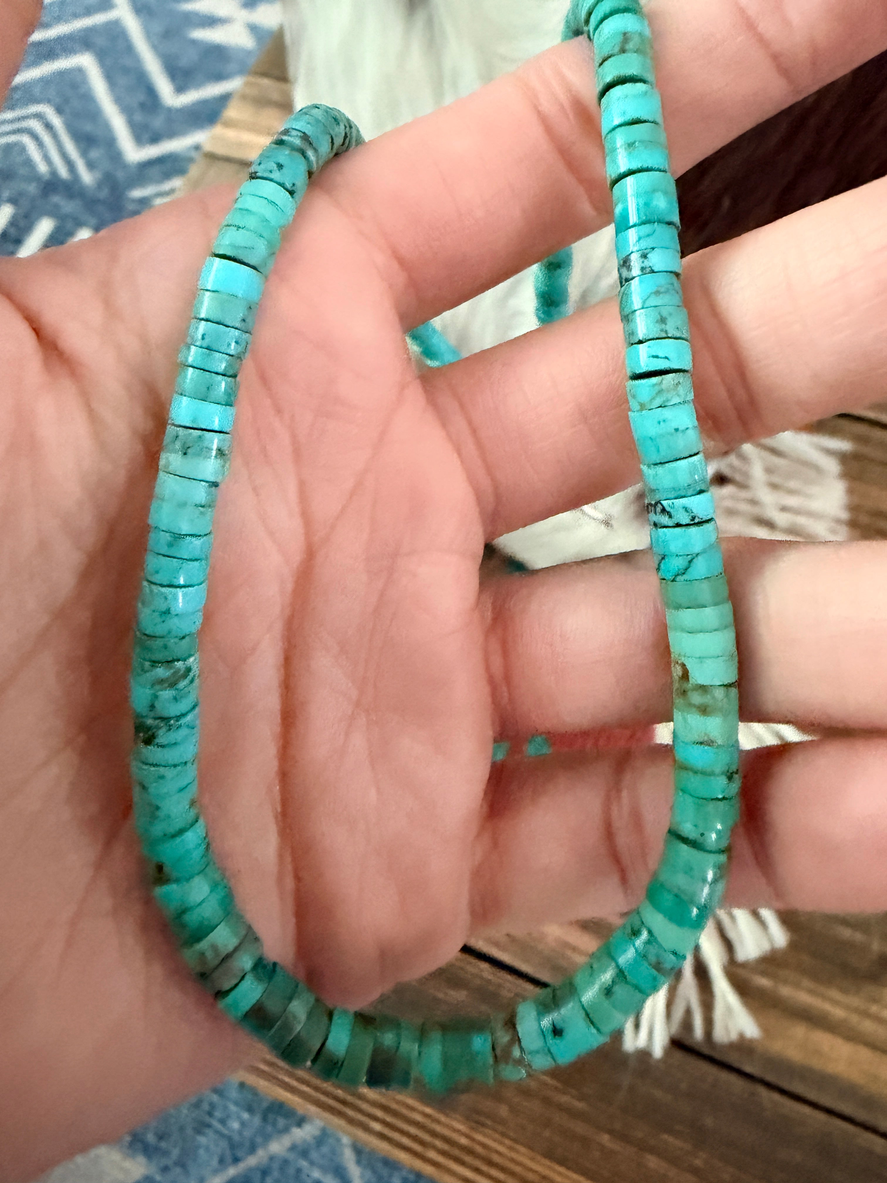 Old Pawn Handcrafted Turquoise Beaded 16” Necklace
