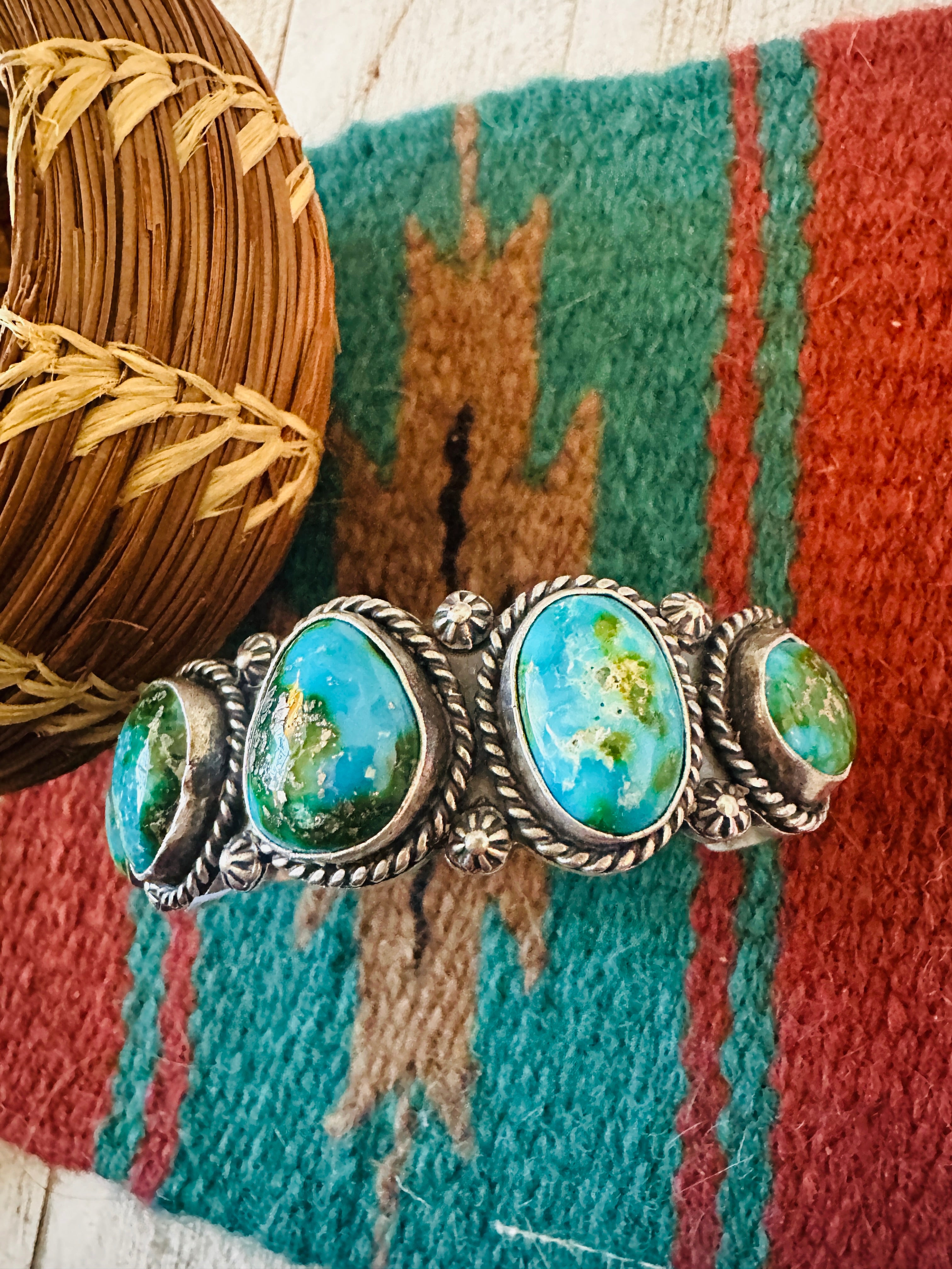 Navajo Sterling Silver & Sonoran Mountain Turquoise Cuff Bracelet