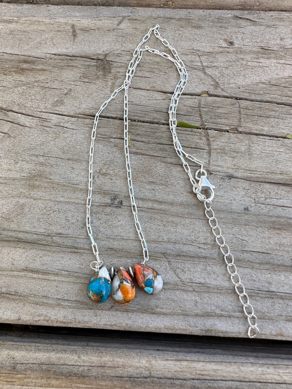 Tiny Dancer Handmade Sterling Silver & Spice 3 Stone Necklace