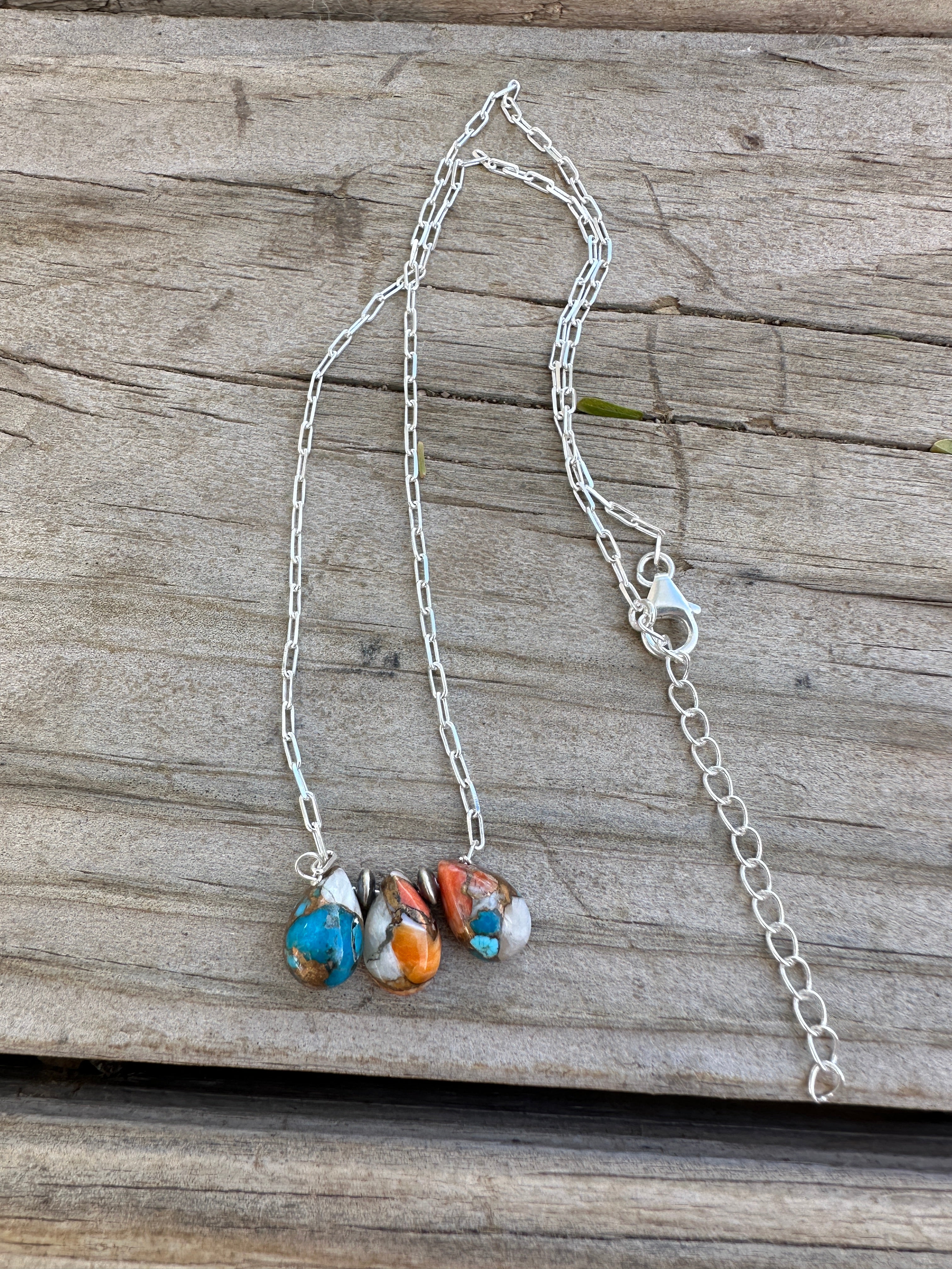 Tiny Dancer Handmade Sterling Silver & Spice 3 Stone Necklace