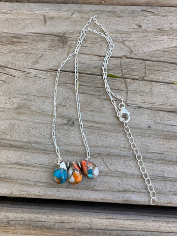 Tiny Dancer Handmade Sterling Silver & Spice 3 Stone Necklace