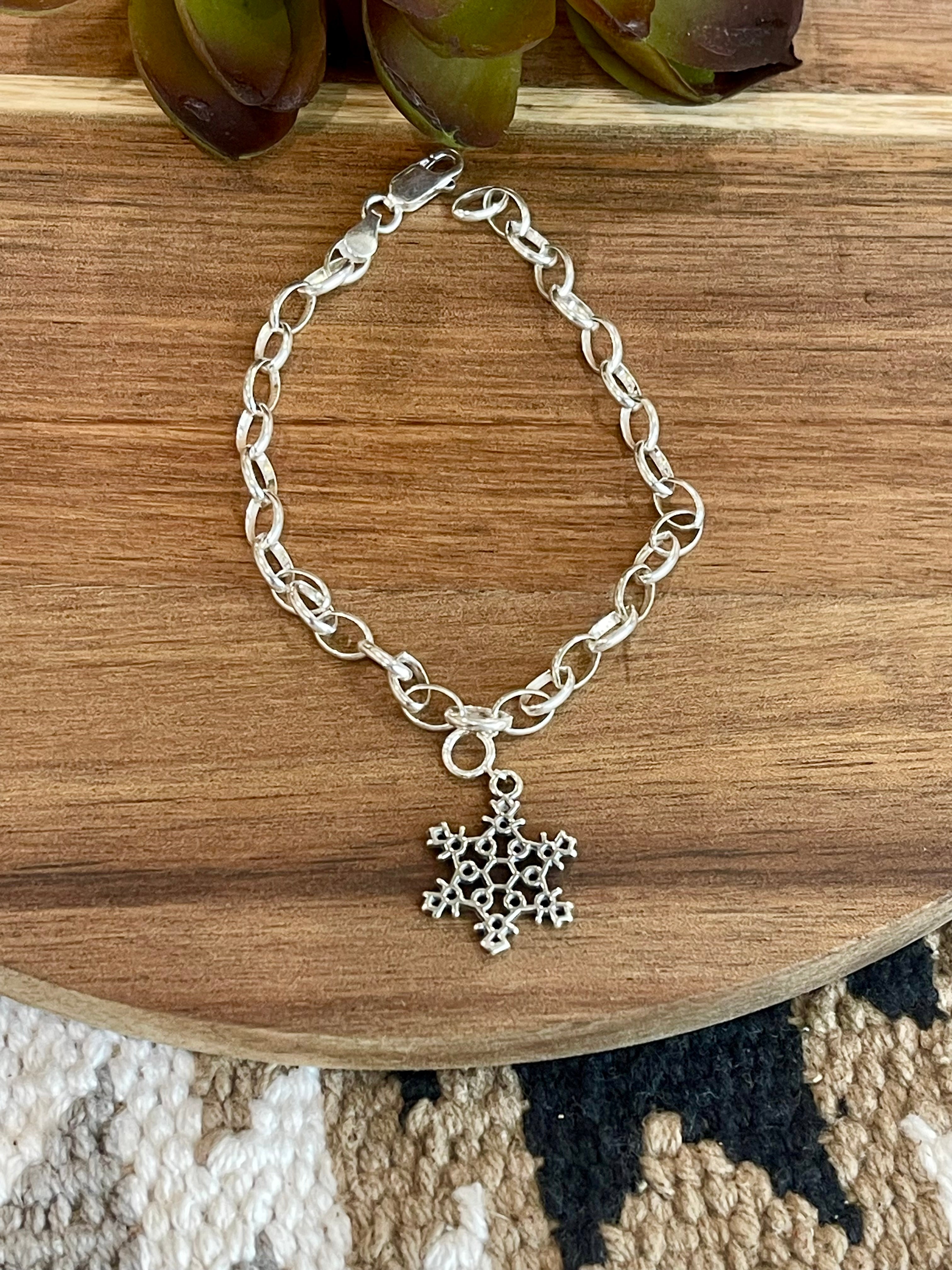 Handmade Sterling Silver CHRISTMAS SNOWFLAKE Charm