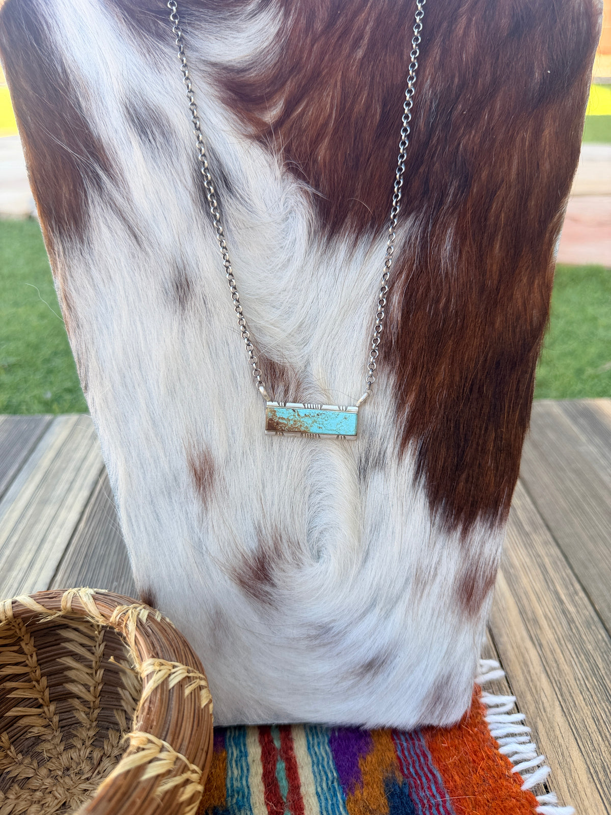 Handcrafted Turquoise & Sterling Silver Bar Necklace