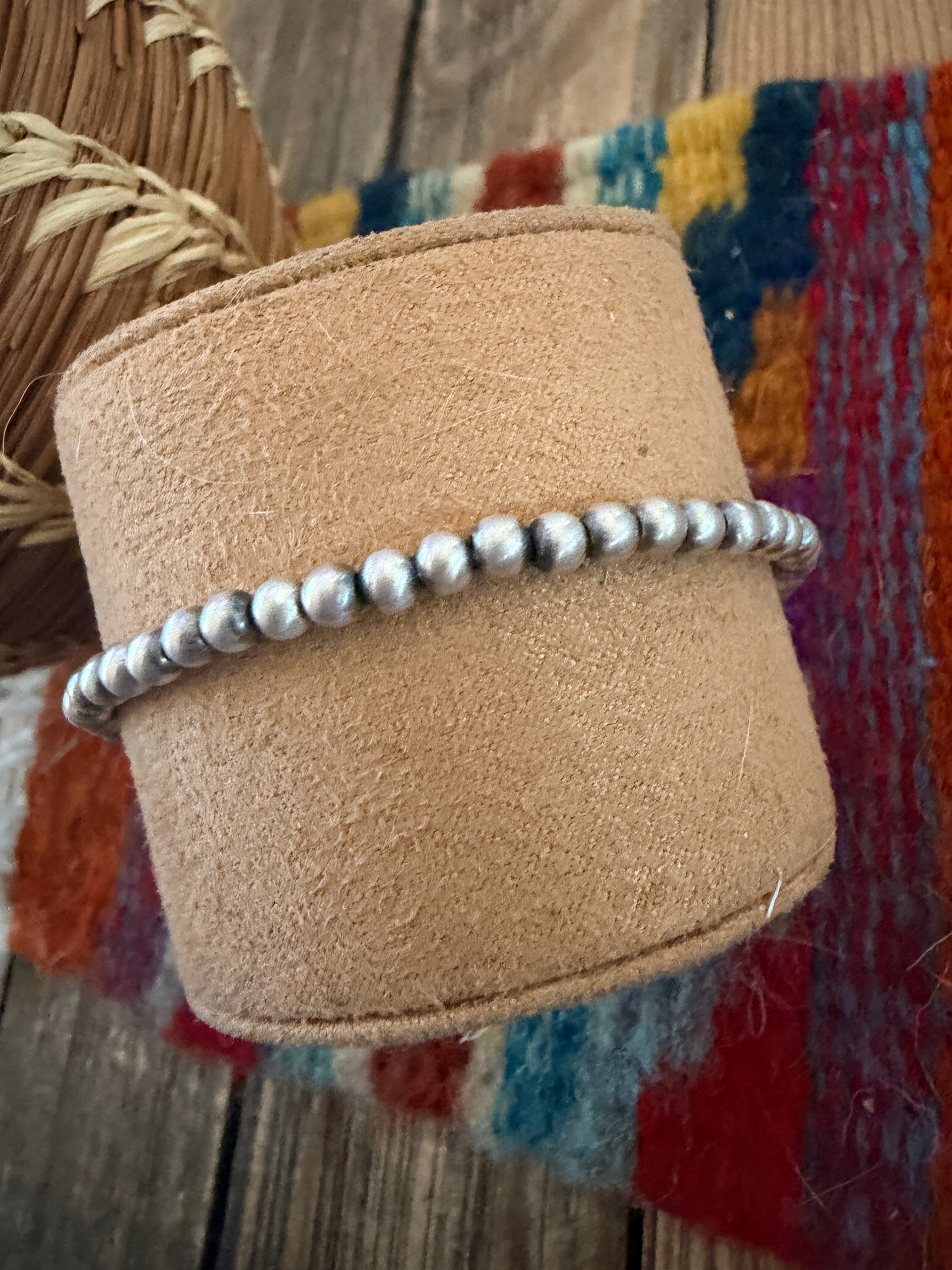 Handcrafted 4mm Sterling Silver Pearl Beaded Bracelet