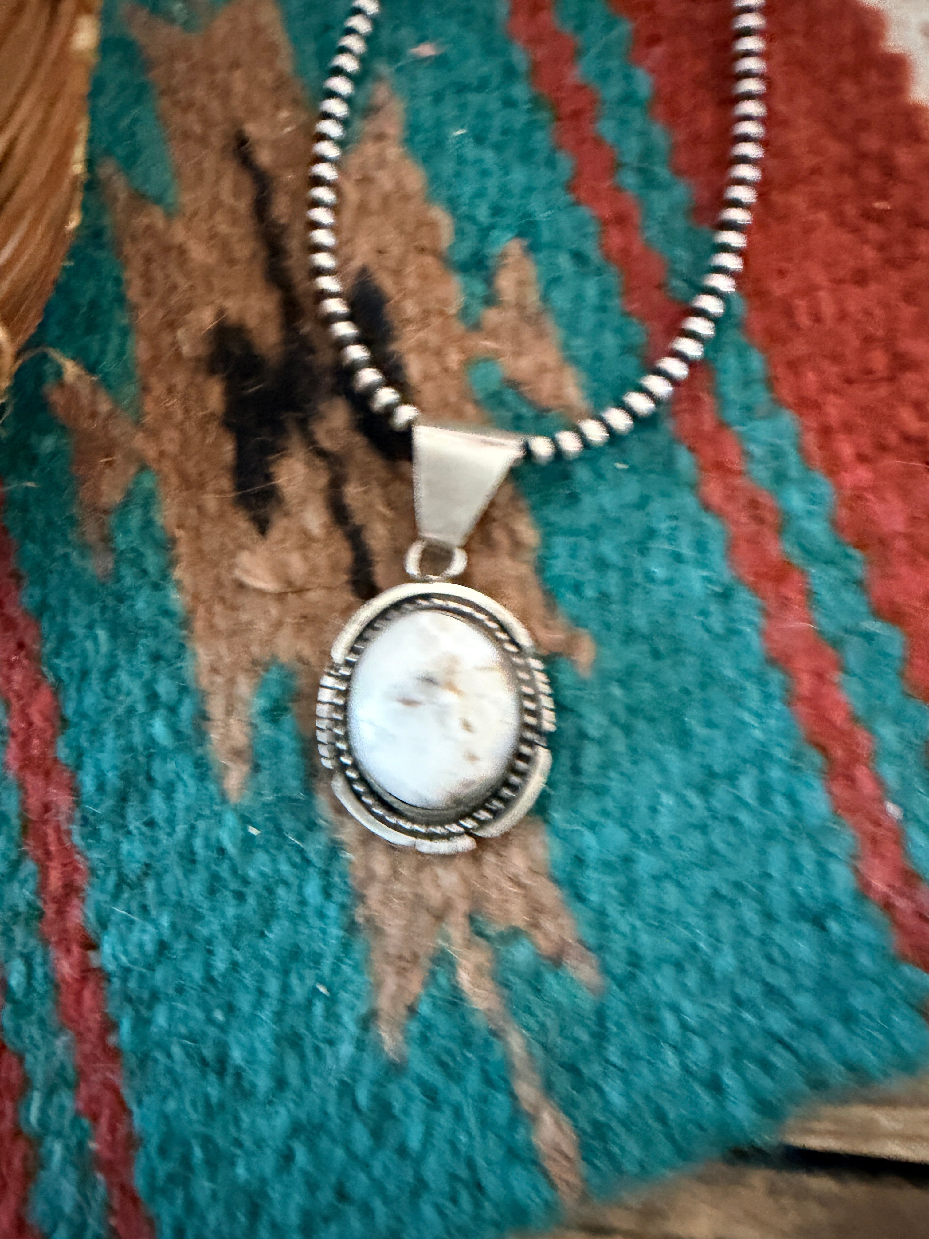 Handcrafted Sterling Silver & White Buffalo Pendant