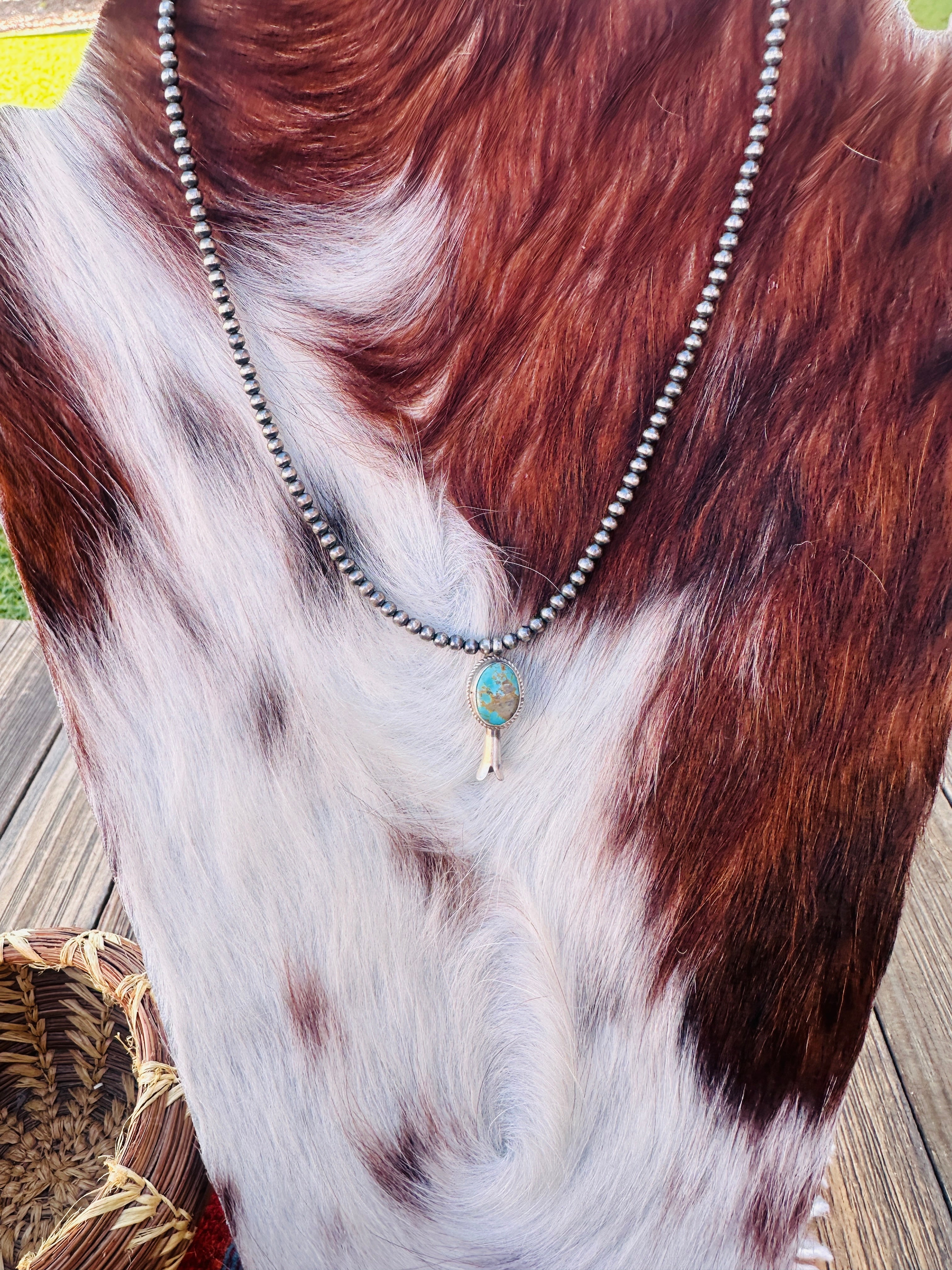 Handcrafted Turquoise & Sterling Silver Beaded Blossom Necklace