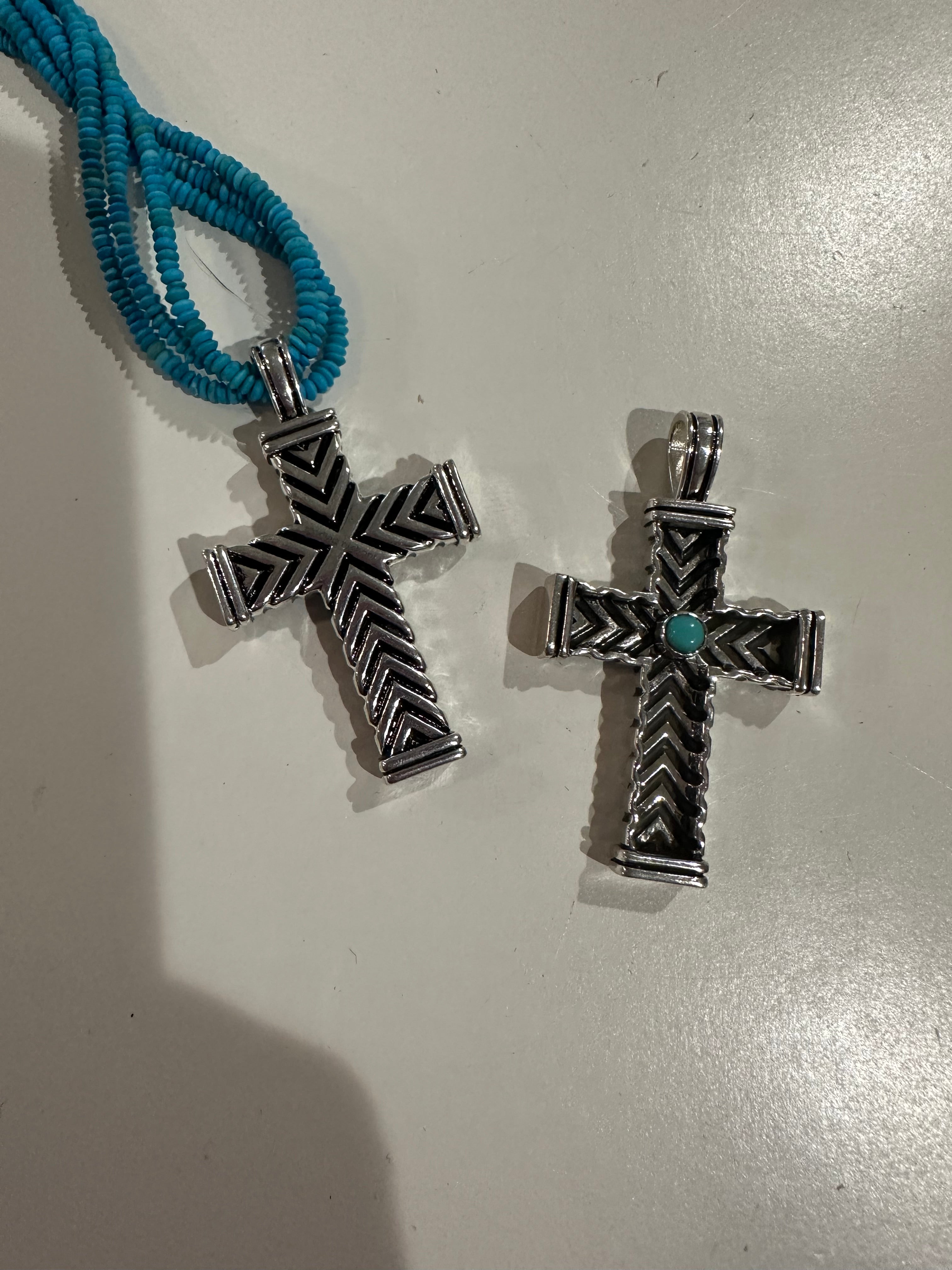 Beautiful Turquoise & Sterling Silver Cross Pendant