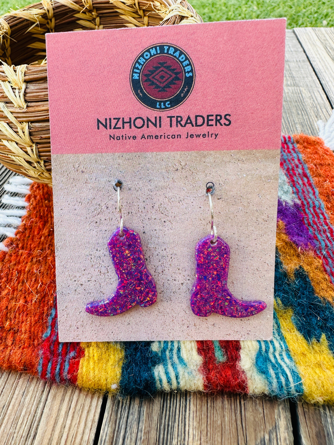 Handcrafted Sterling Silver & Opal Cowboy Boot Dangle Earrings