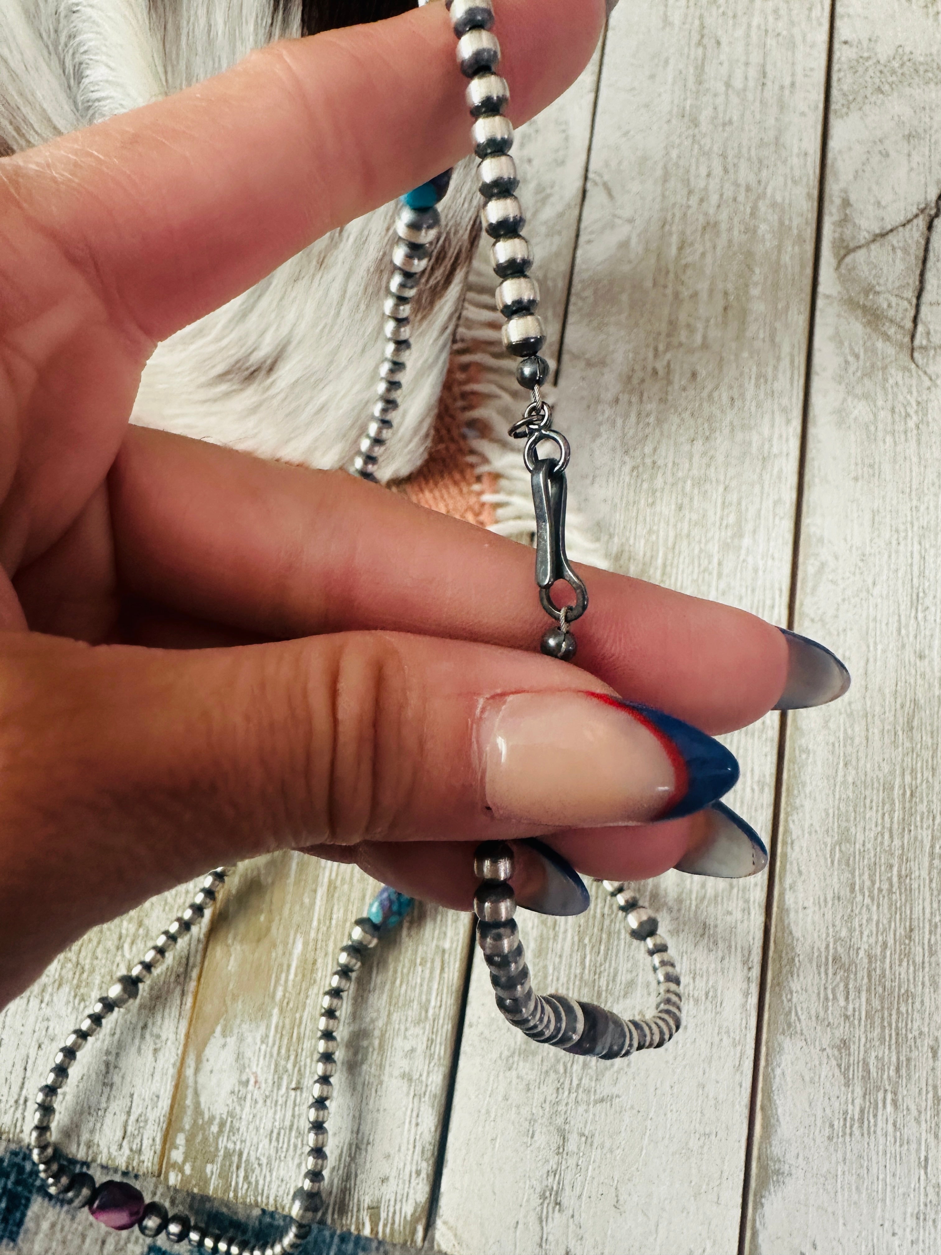 Handcrafted Sterling Silver & Pink Dream Mojave Beaded 24” Necklace