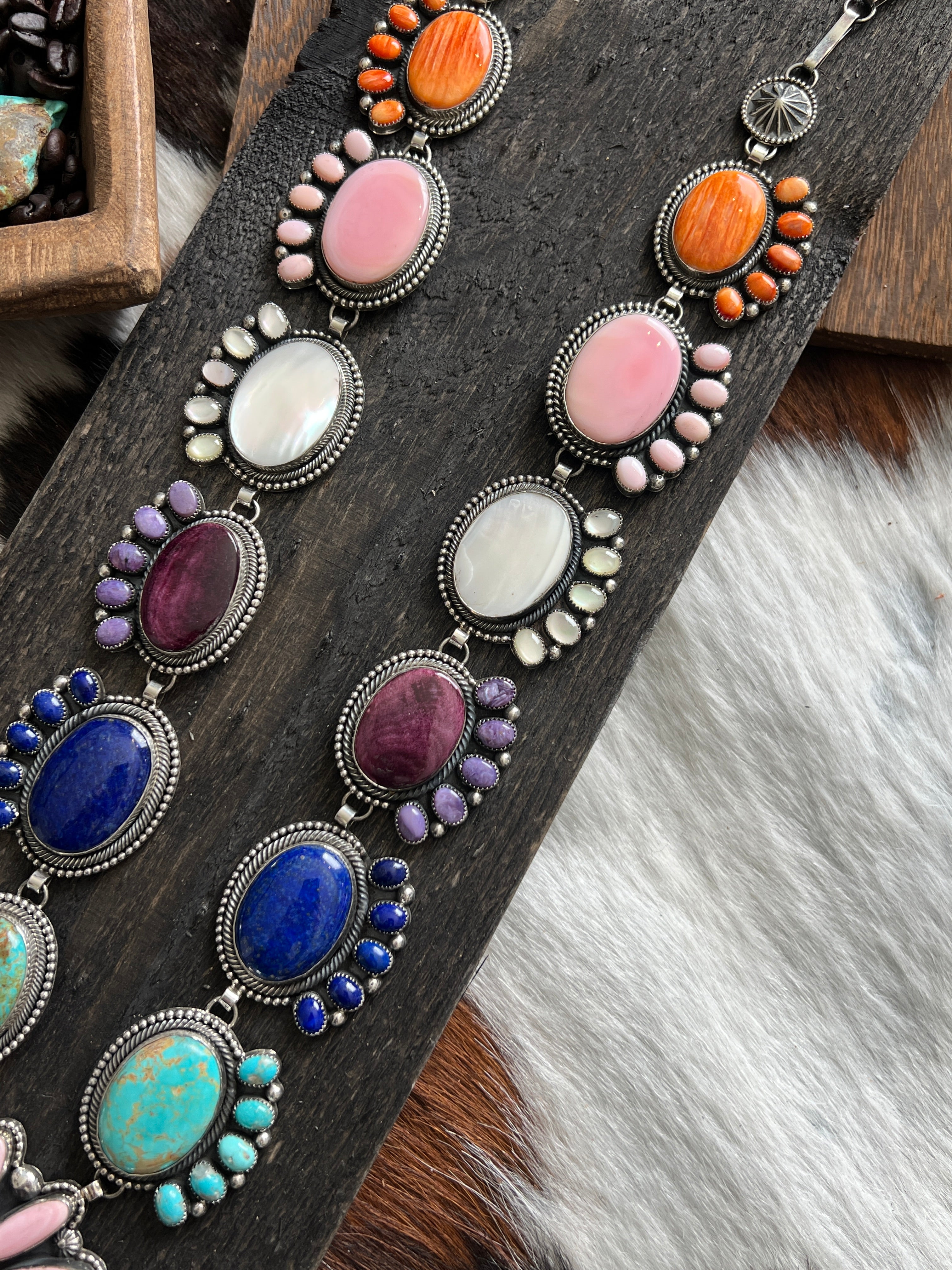 Tequila Sunrise Handcrafted Sterling Silver and Multi Stone Necklace by Hemerson Brown