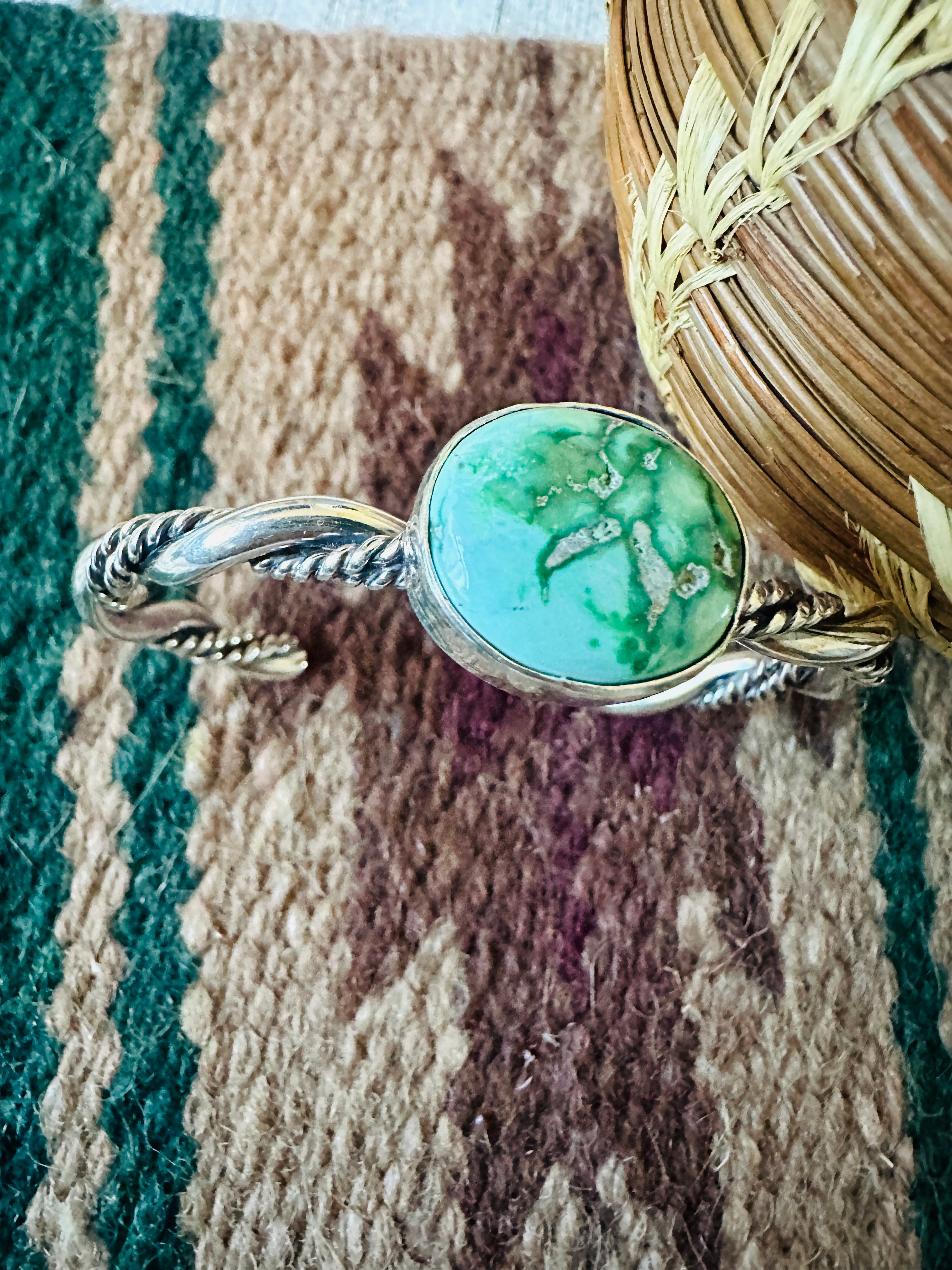 Navajo Carico Lake Turquoise & Sterling Silver Cuff Bracelet