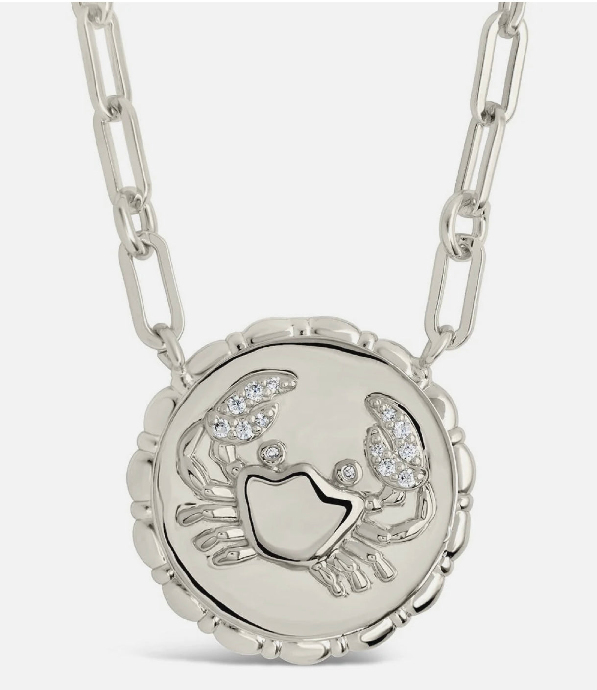 Bold CZ Zodiac Link Cancer Necklace