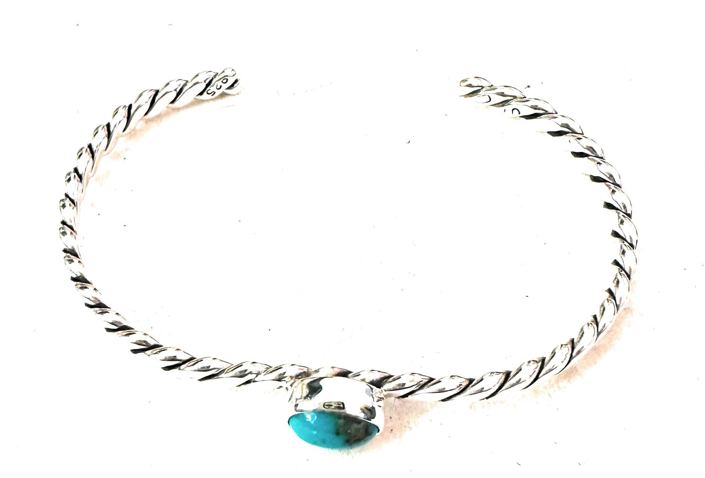 Navajo Twisted Sterling Silver & Turquoise Cuff Bracelet