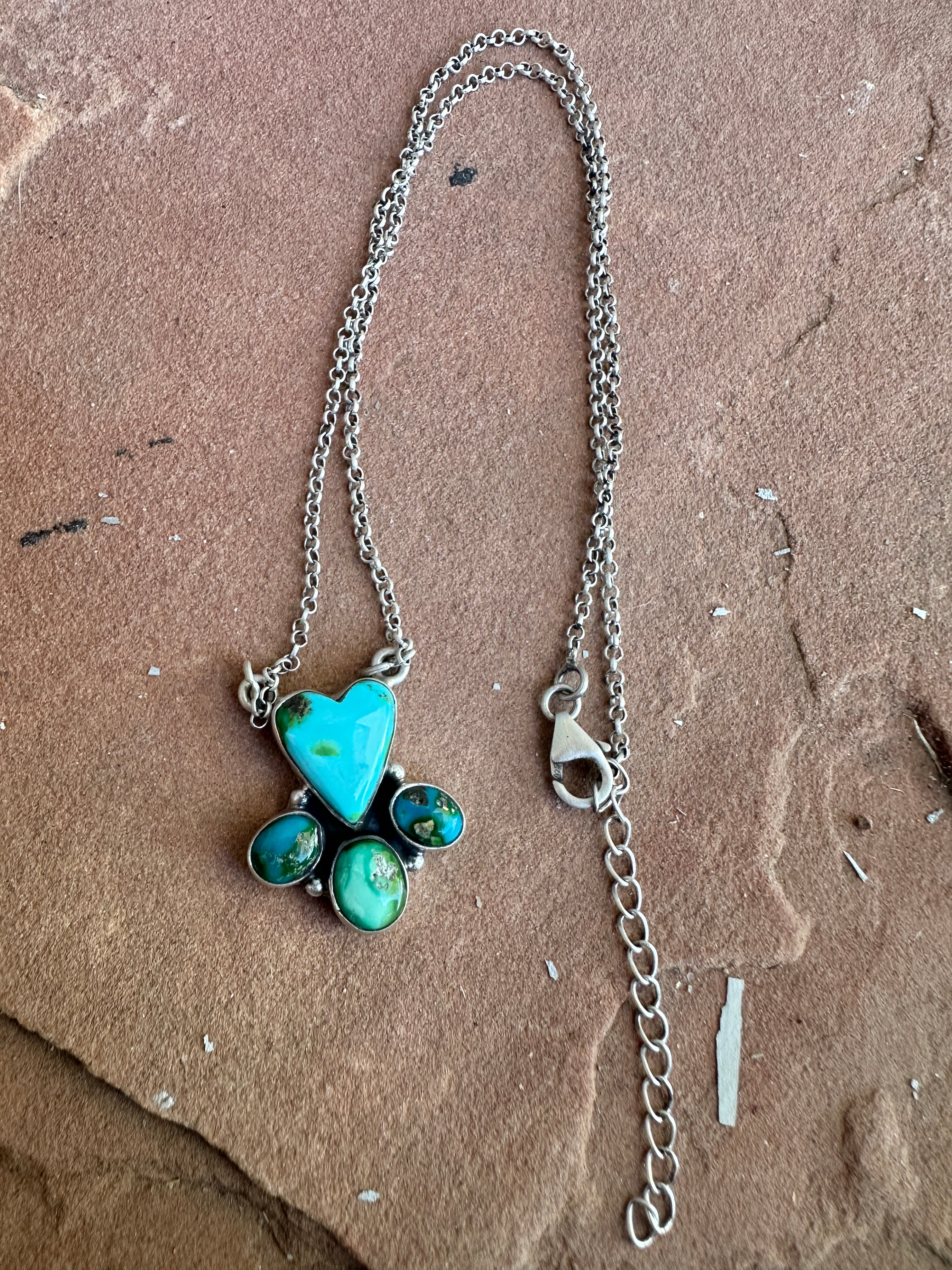 Beautiful Handmade Sterling Silver & Sonoran Mountain Turquoise Heart Necklace