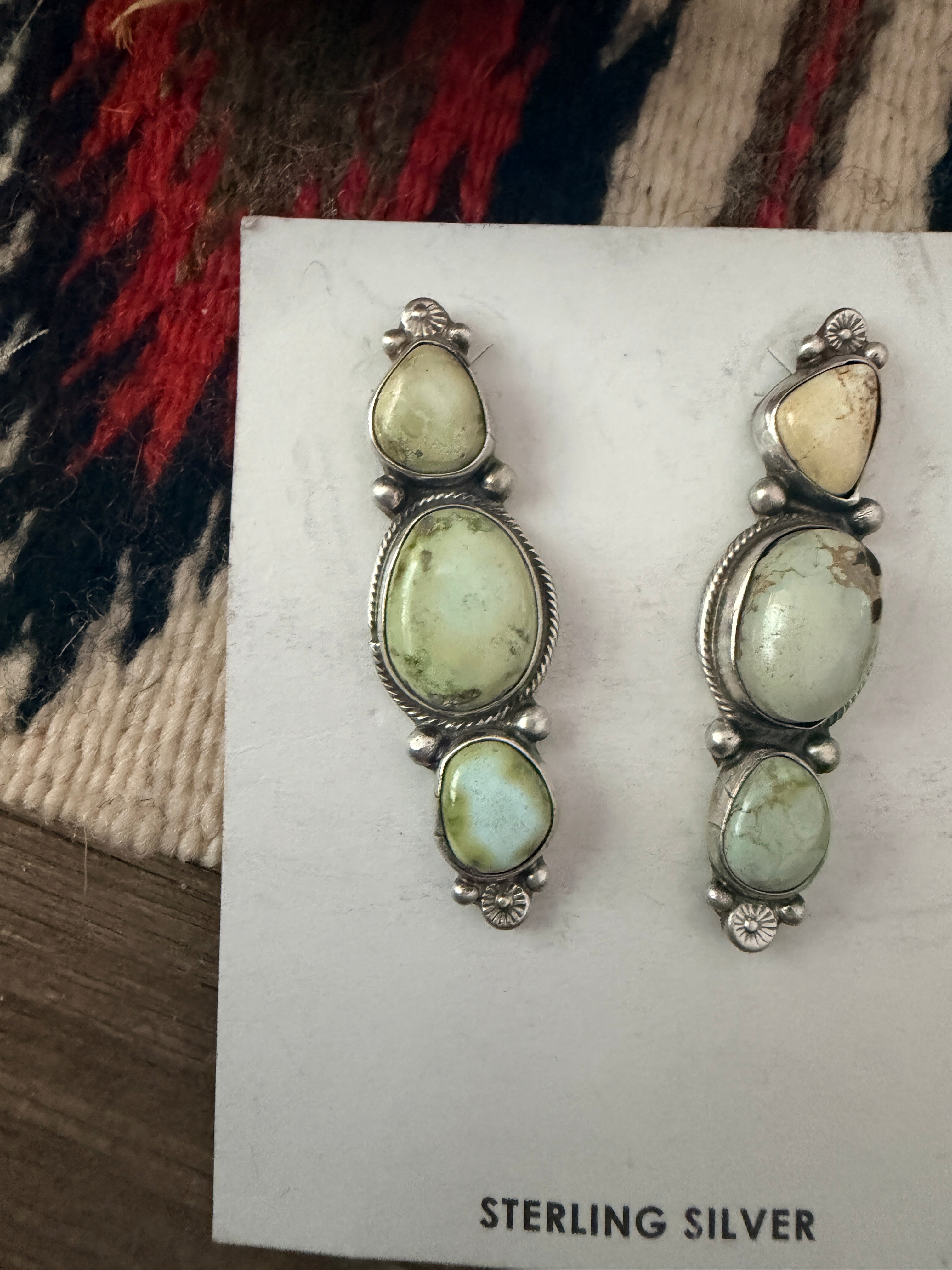 Handcrafted Palomino Turquoise & Sterling Silver Dangle Earrings