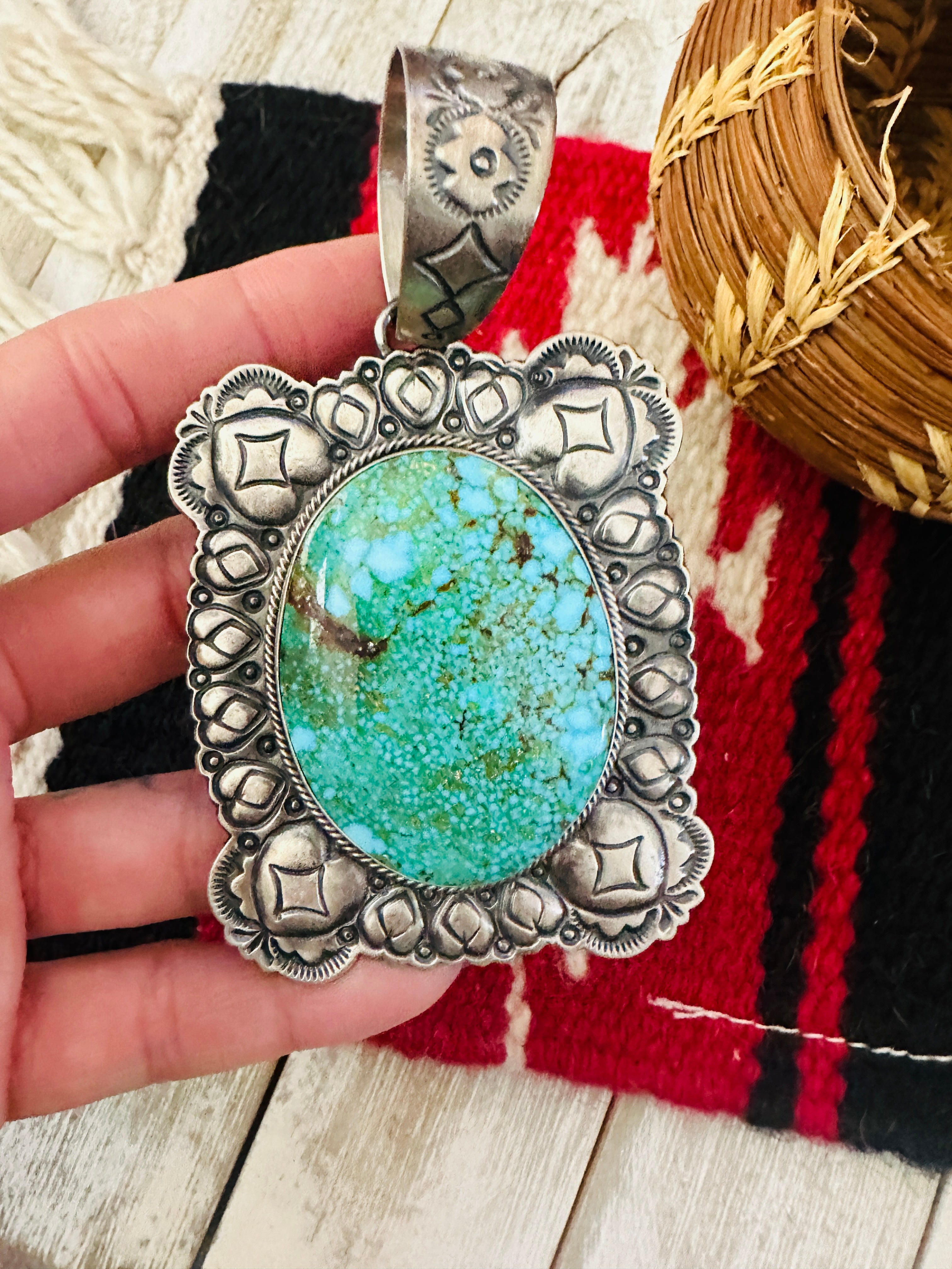Handcrafted Sterling Silver & Sonoran Mountain Turquoise Pendant by Randy Boyd
