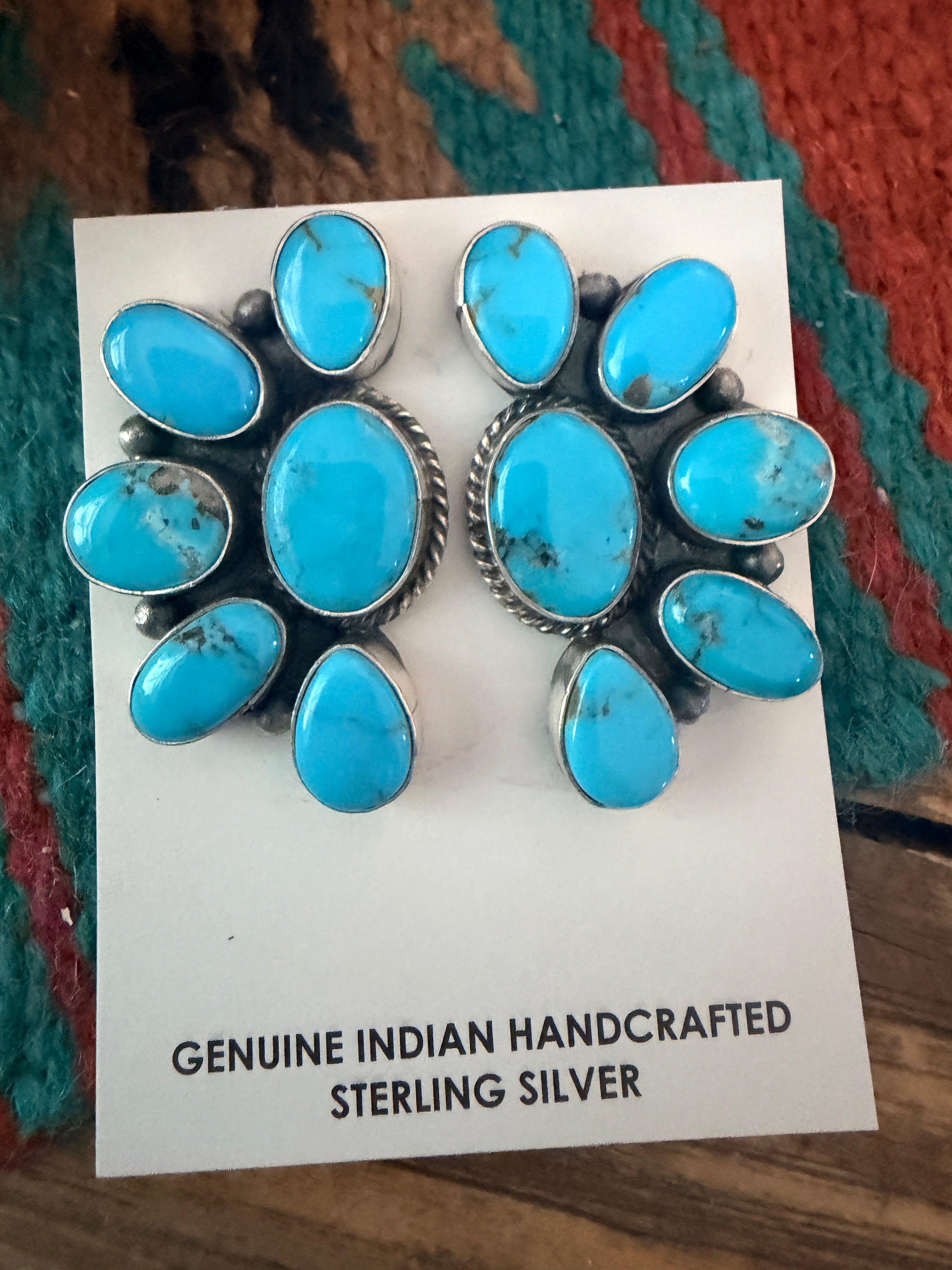 Handcrafted Turquoise & Sterling Silver Post Earrings by Letricia Largo