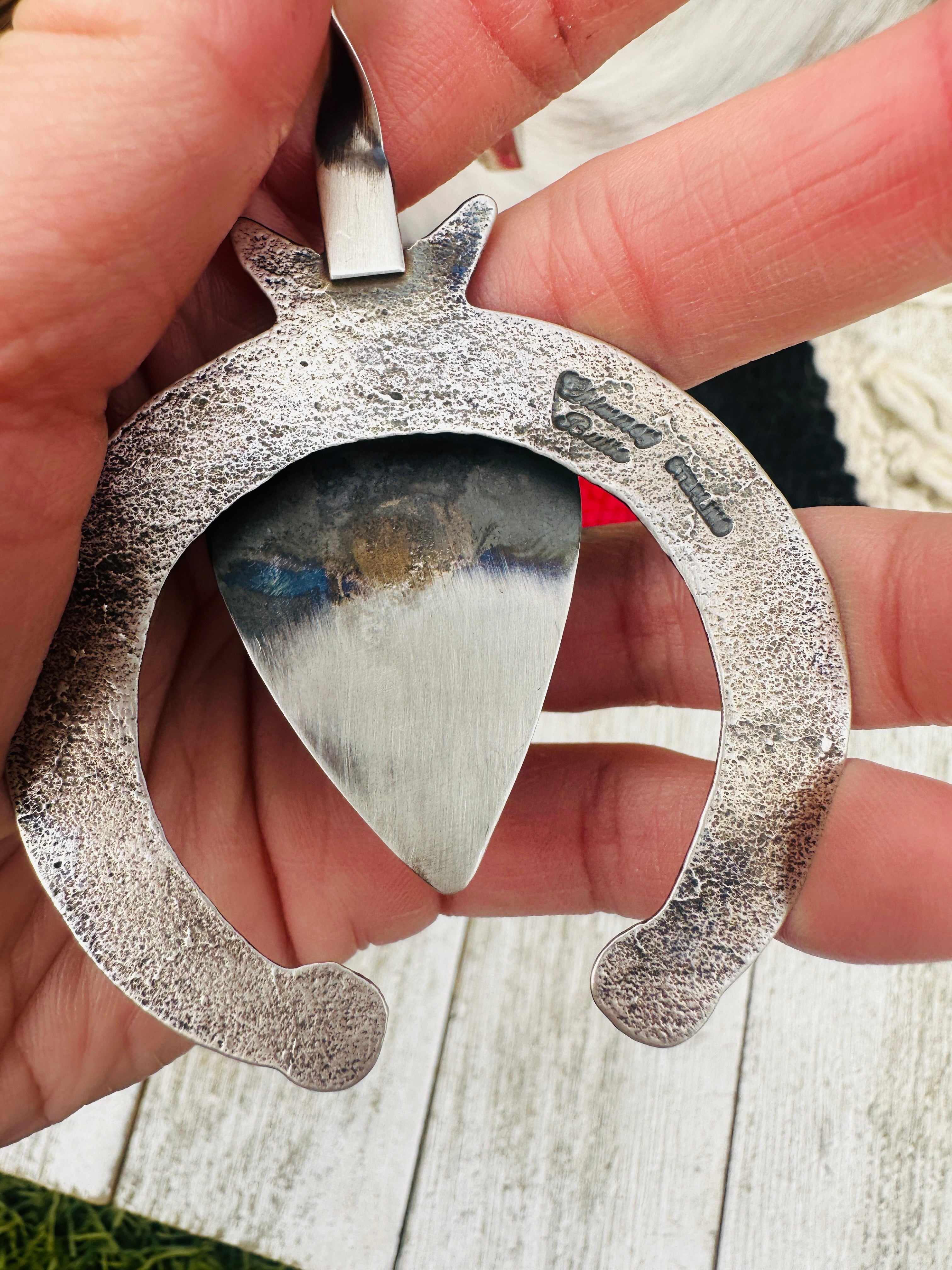 Handcrafted Wild Horse & Sterling Silver Beaded Squash Blossom Necklace by Chimney Butte