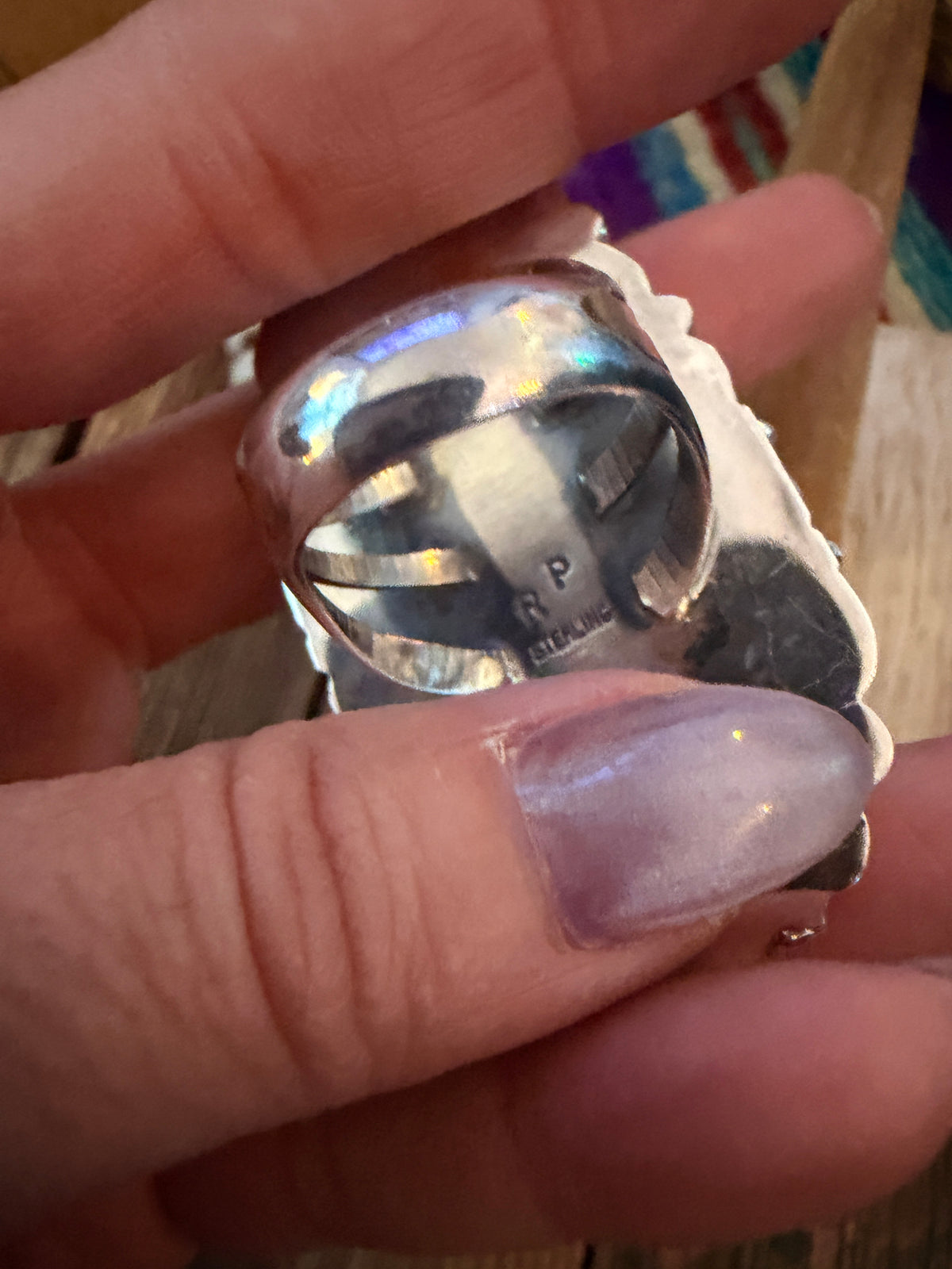 Handcrafted Royston Turquoise & Sterling Silver Ring 9 by Rosella Paxson