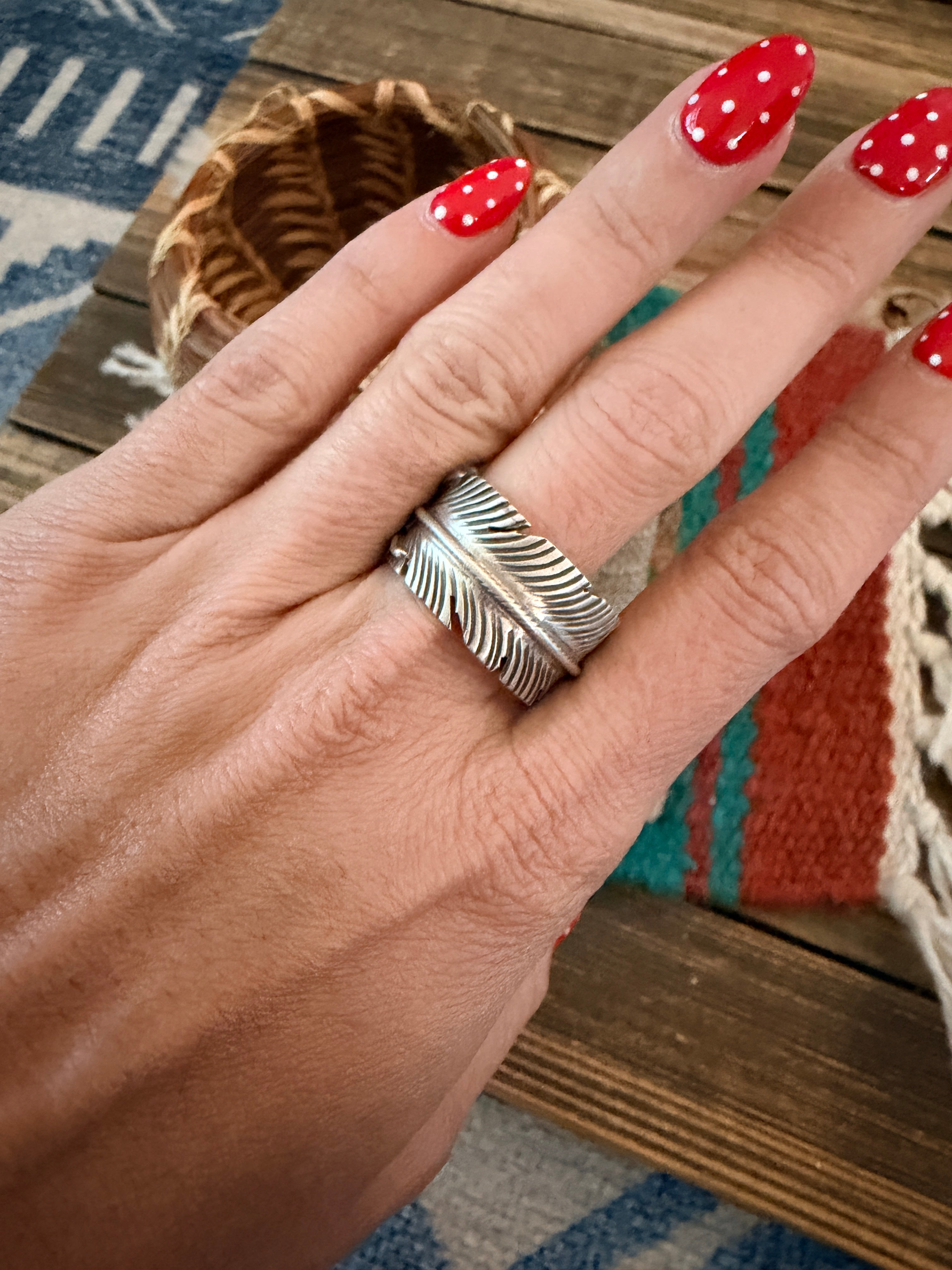 Handcrafted Sterling Silver Feather Band Ring