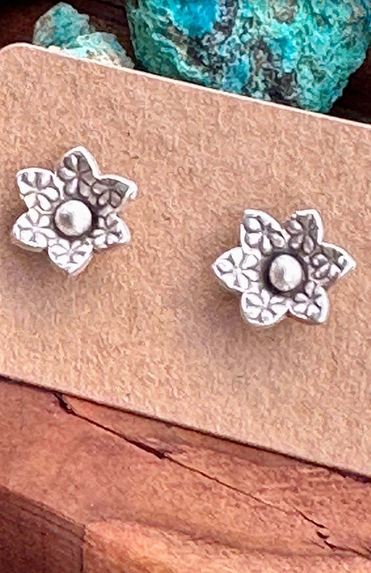 Handmade Sterling Silver Nizhoni Flower Post Earrings