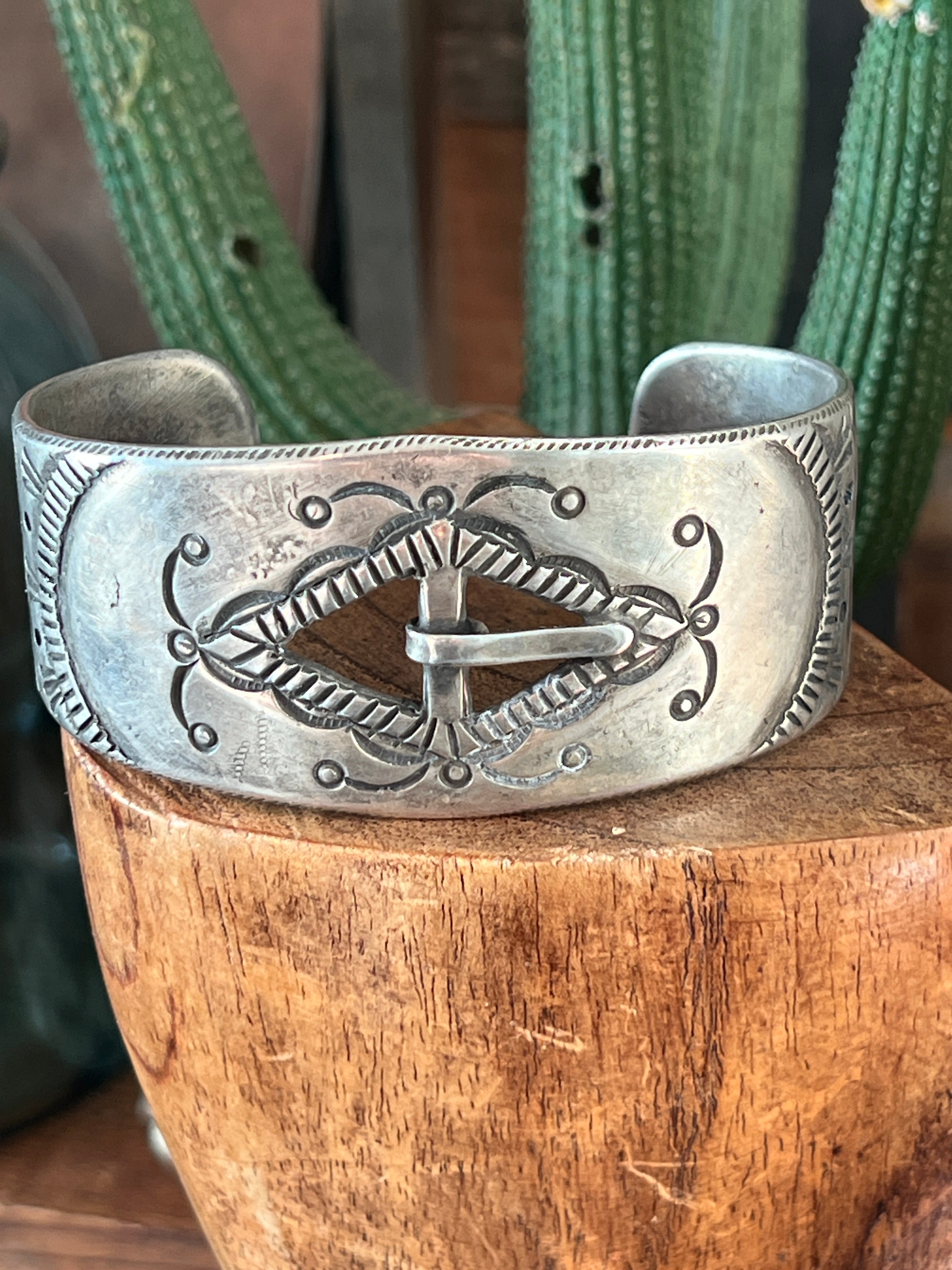 Handcrafted & Hand Forged Old Pawn Sterling Silver Ingot Cuff Bracelet by Santa Fe Artist, Buffalo: The Buckle