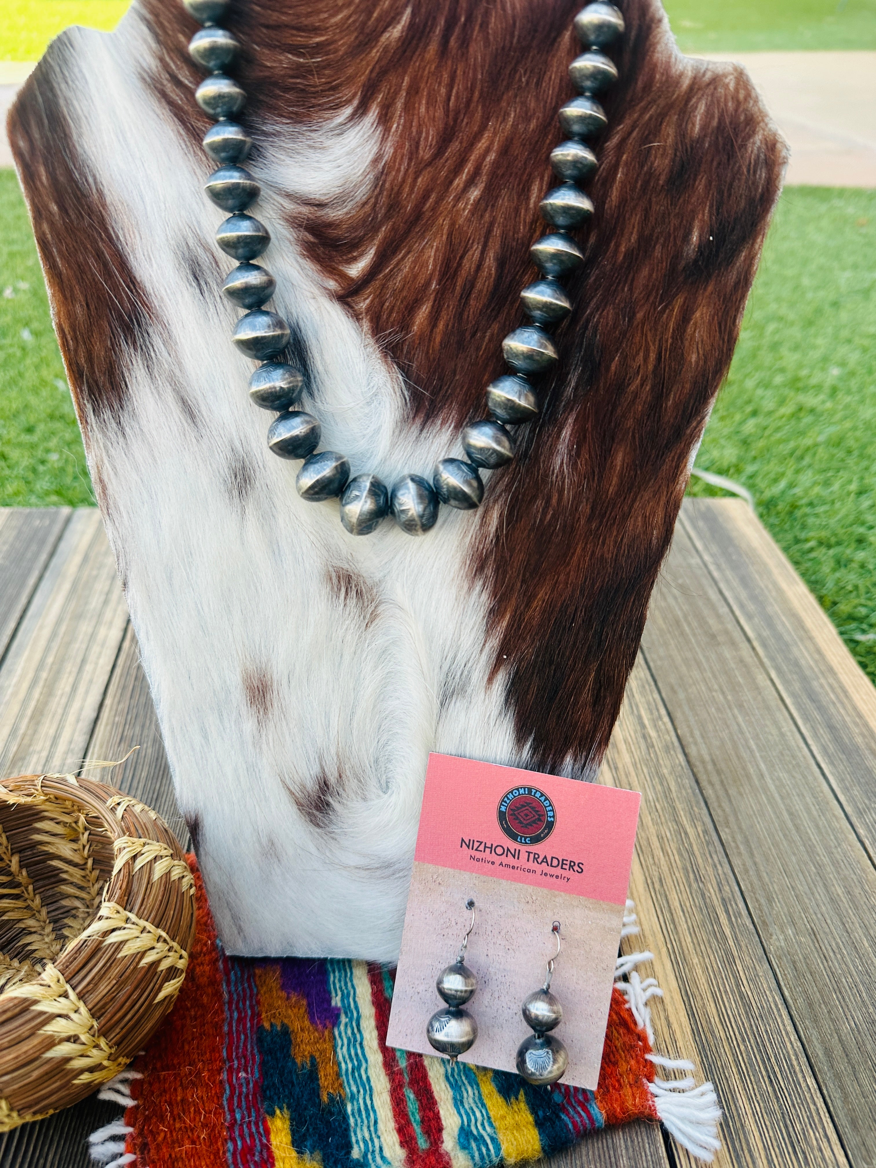 Handcrafted Sterling Silver Pearl Beaded Necklace and Earring Set