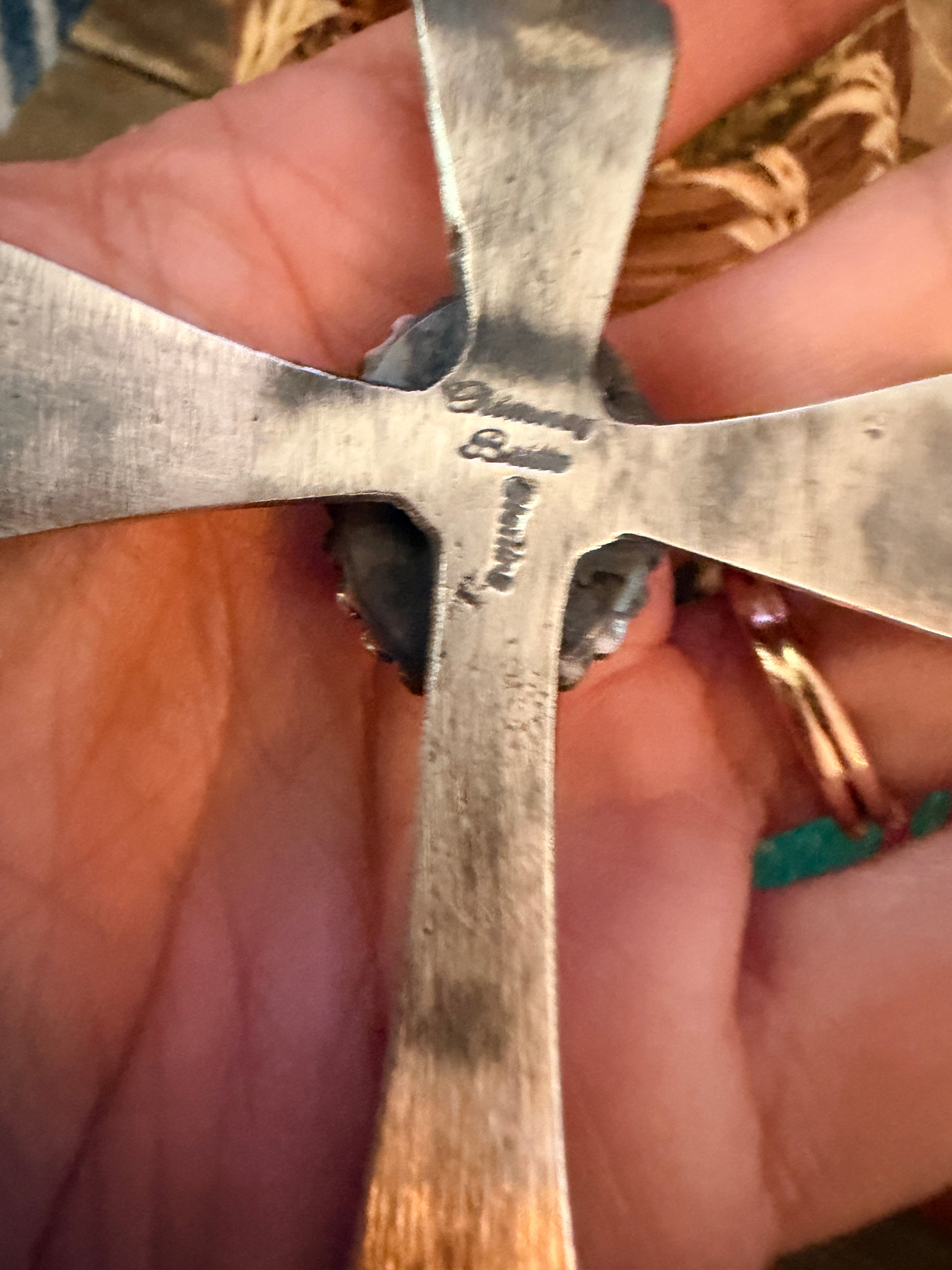 Handcrafted Palomino Turquoise & Sterling Silver Cross Pendant by Chimney Butte