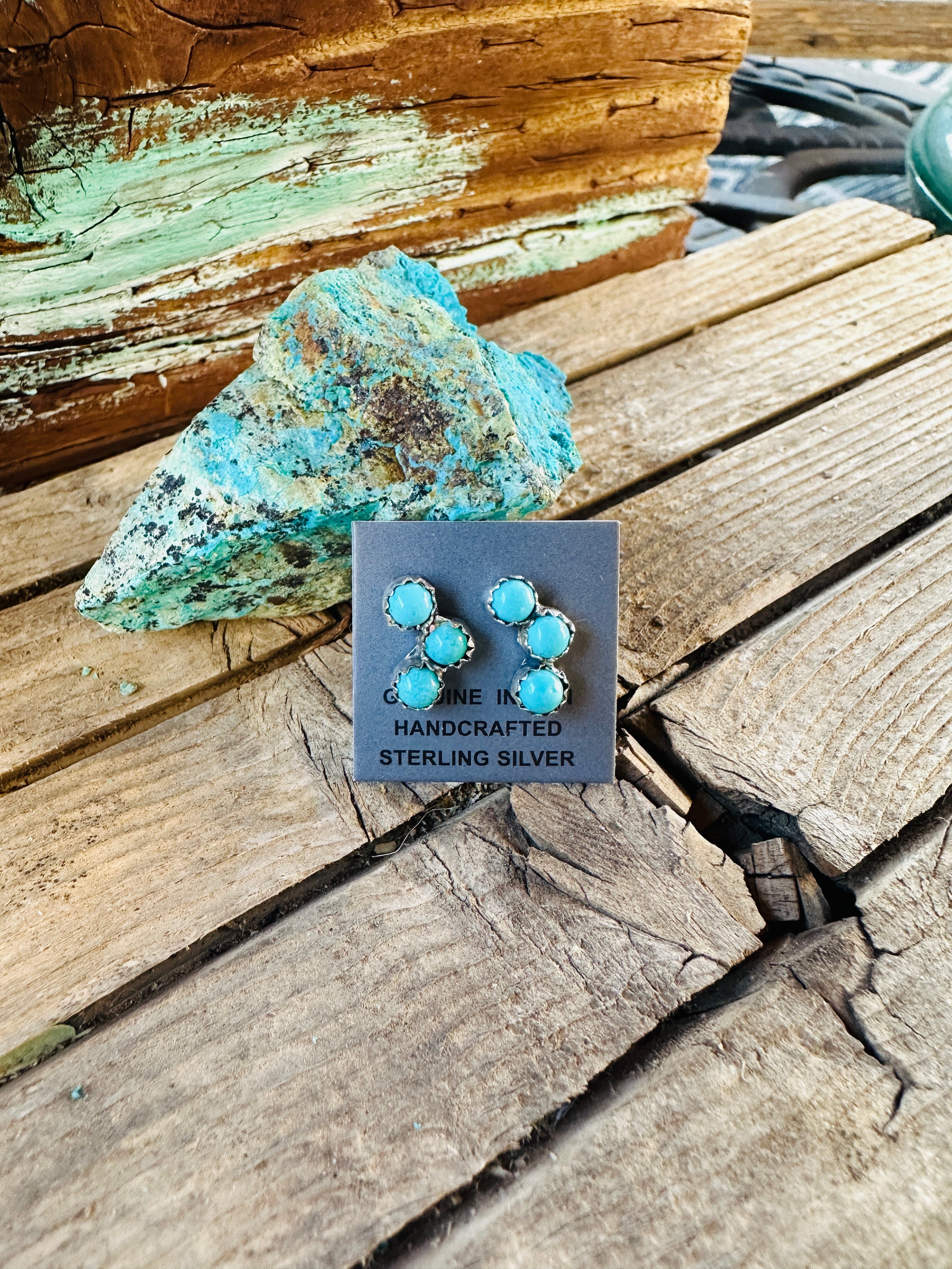 Handcrafted Turquoise & Sterling Silver Stud Earrings
