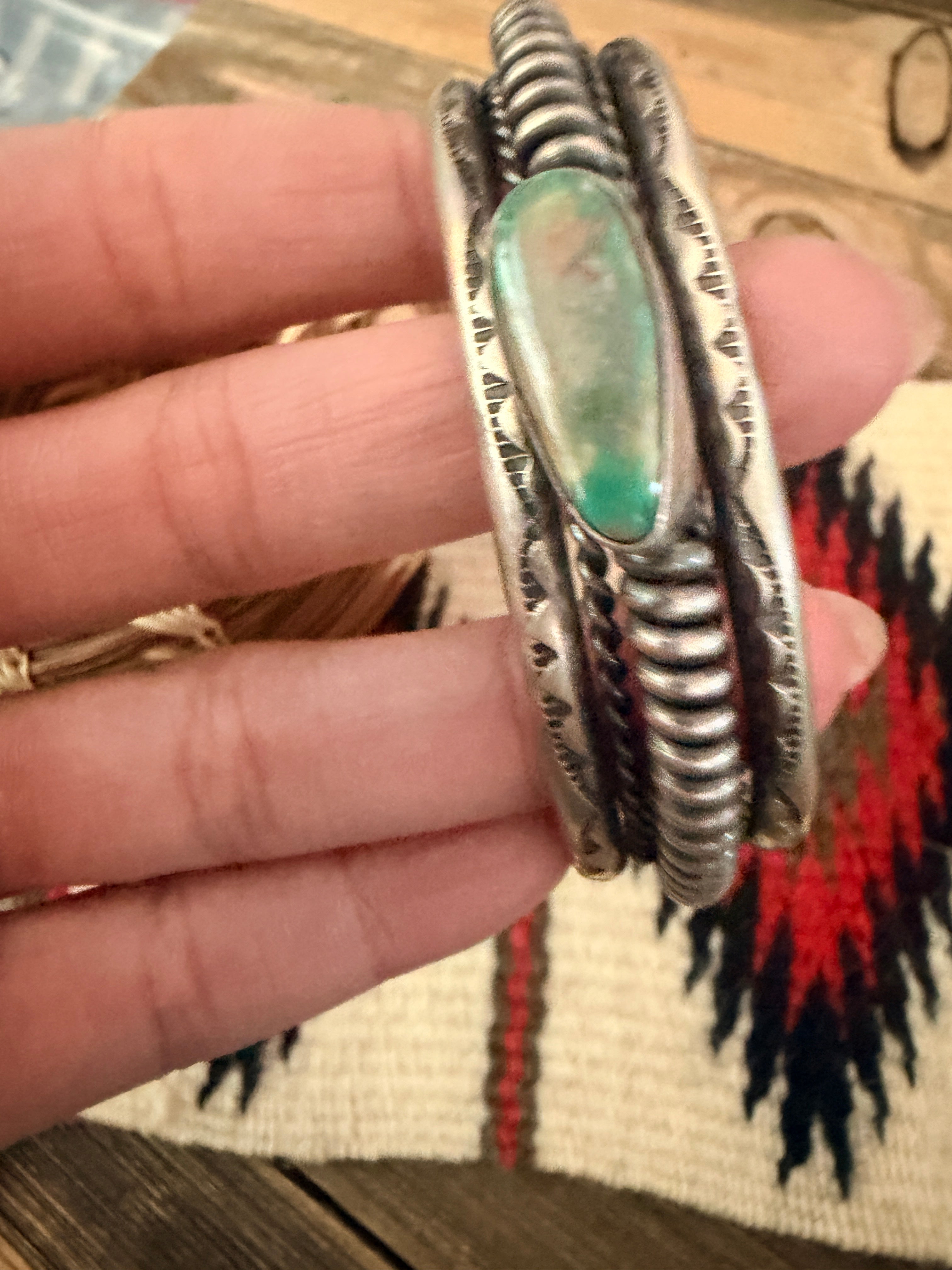 Handcrafted Carico Lake Turquoise & Sterling Silver Cuff Bracelet