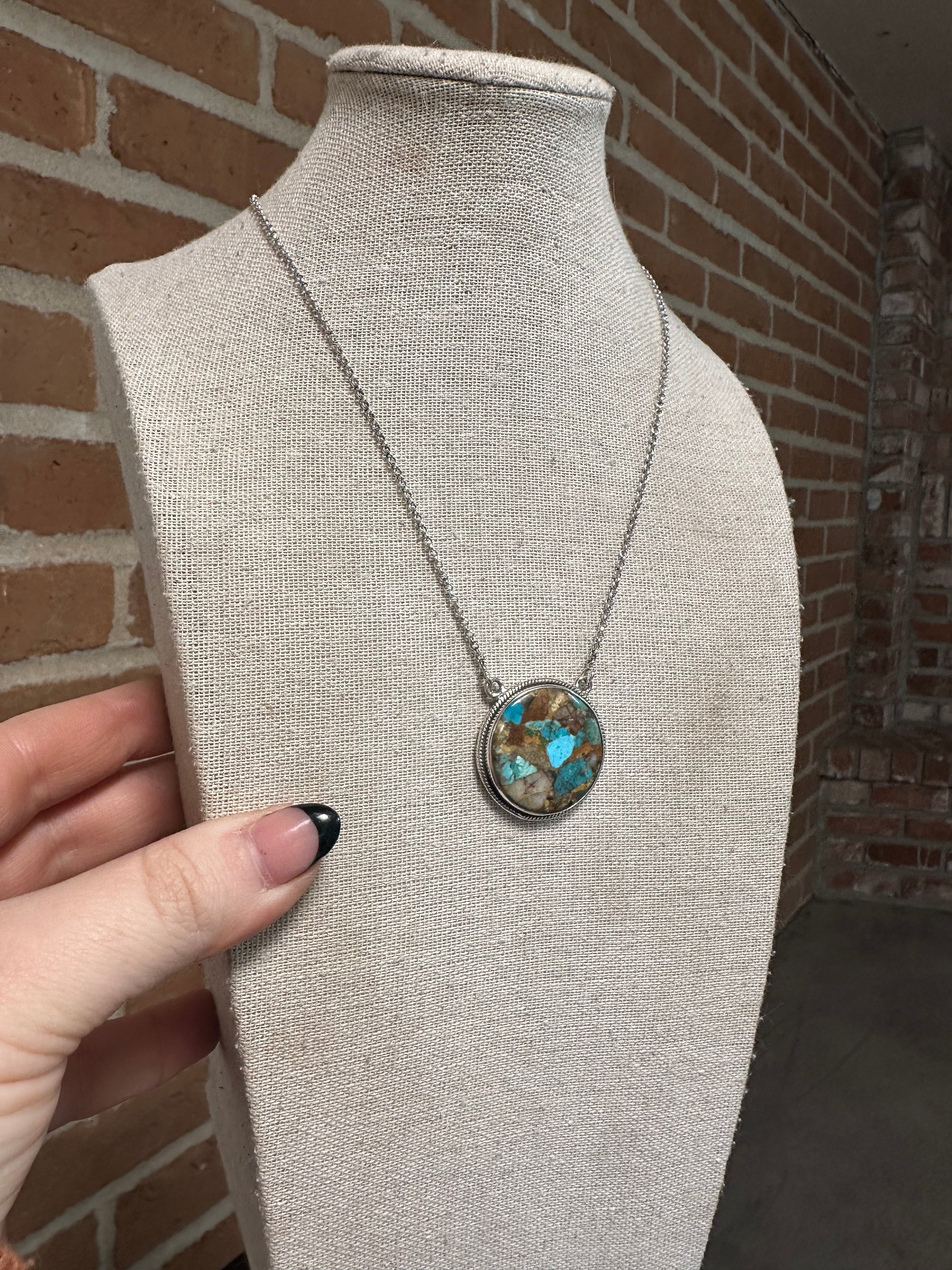 Handmade Sterling Silver & Royston Turquoise Necklace