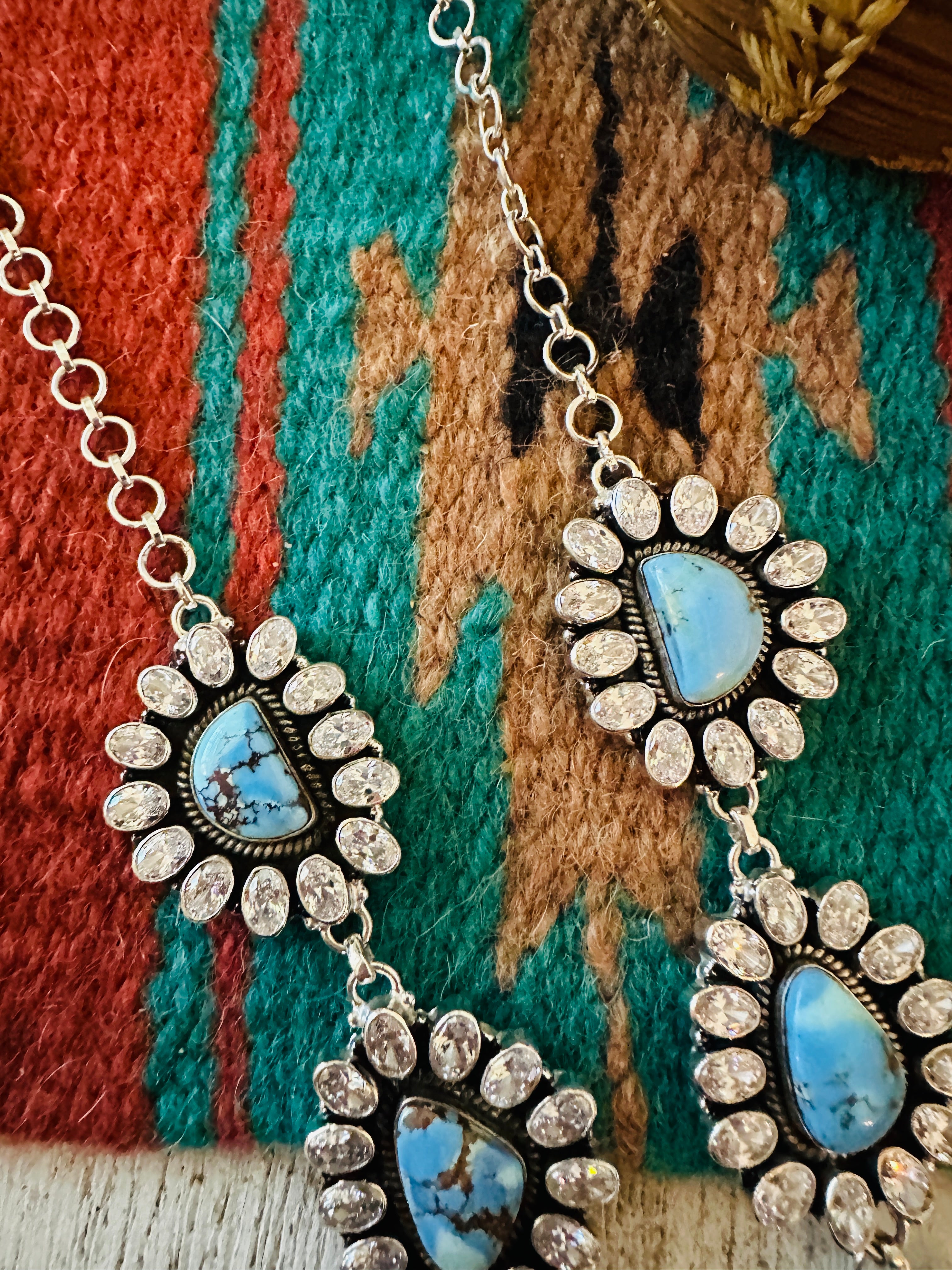 Handmade Golden Hills Turquoise and CZ Statement Necklace