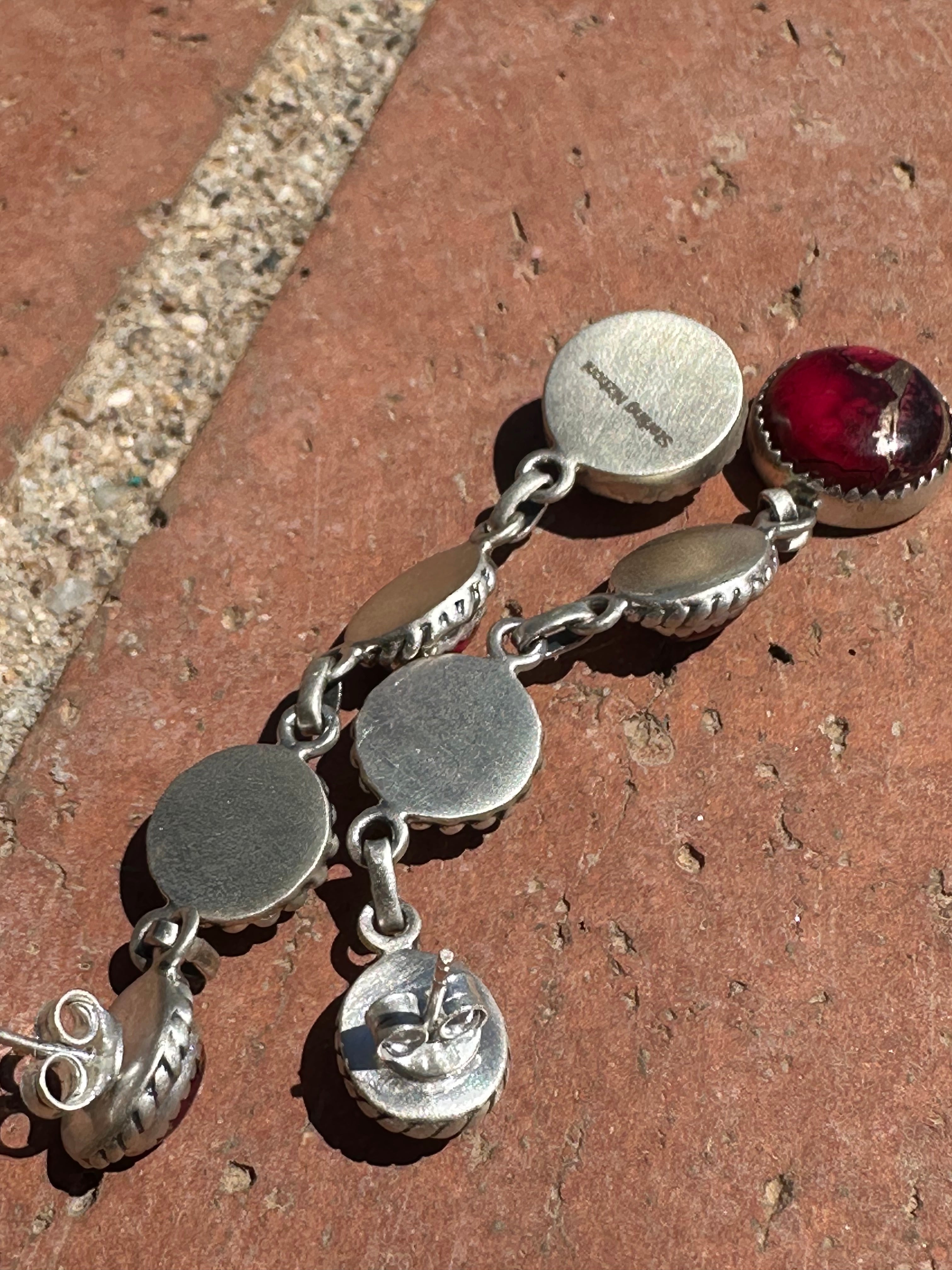 Dahlia Rose & Turquoise Handmade Sterling Silver 4 Stone Dangles