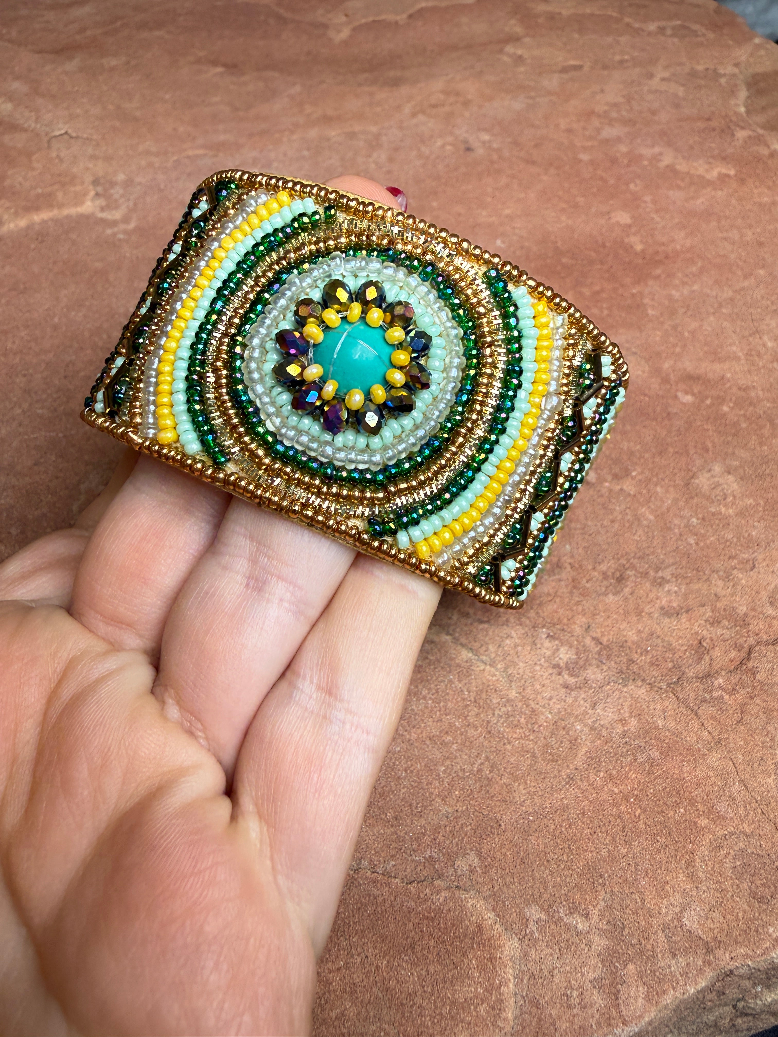“The Golden Collection” Handmade Beaded Cuff Bracelet