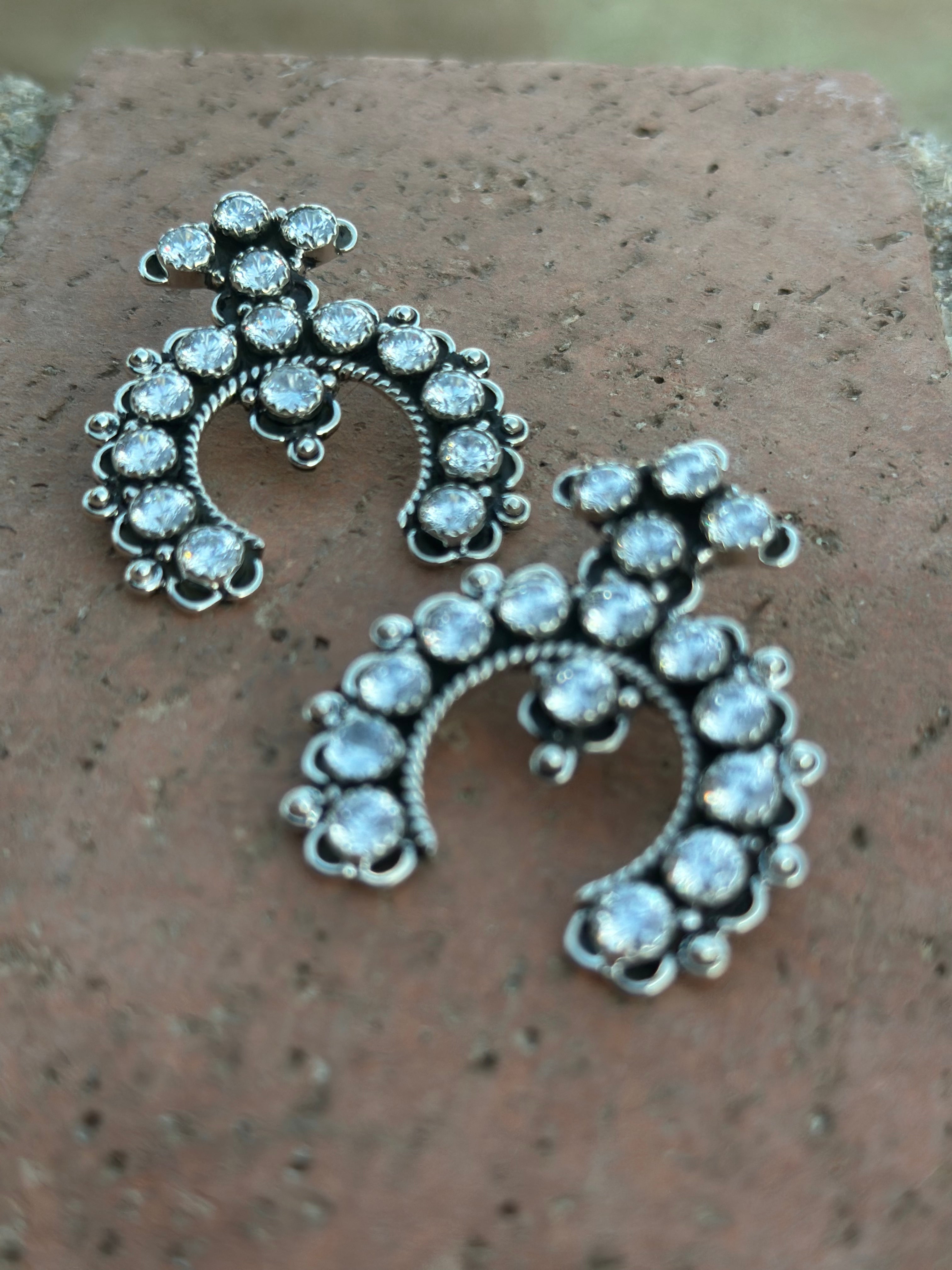 Sparkle Naja Handmade CZ and Sterling Silver Post Earrings