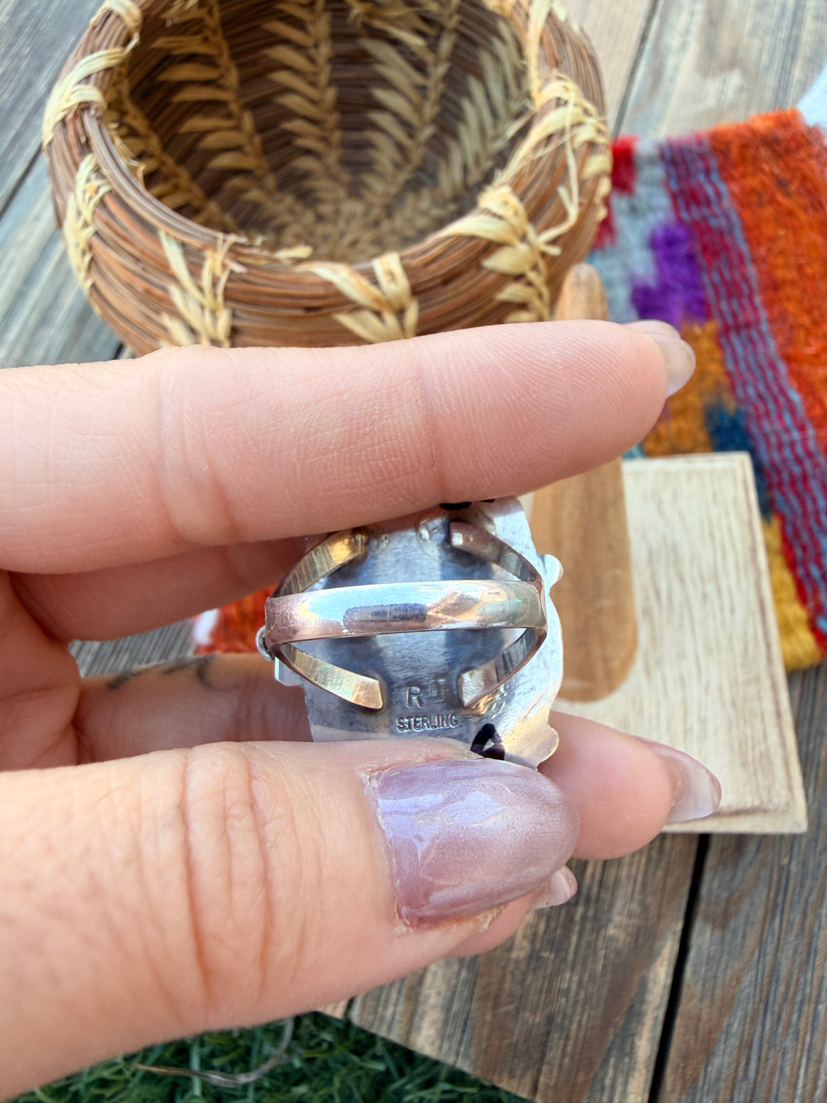 Handcrafted Royston Turquoise & Sterling Silver Ring 9 by Rosella Paxson