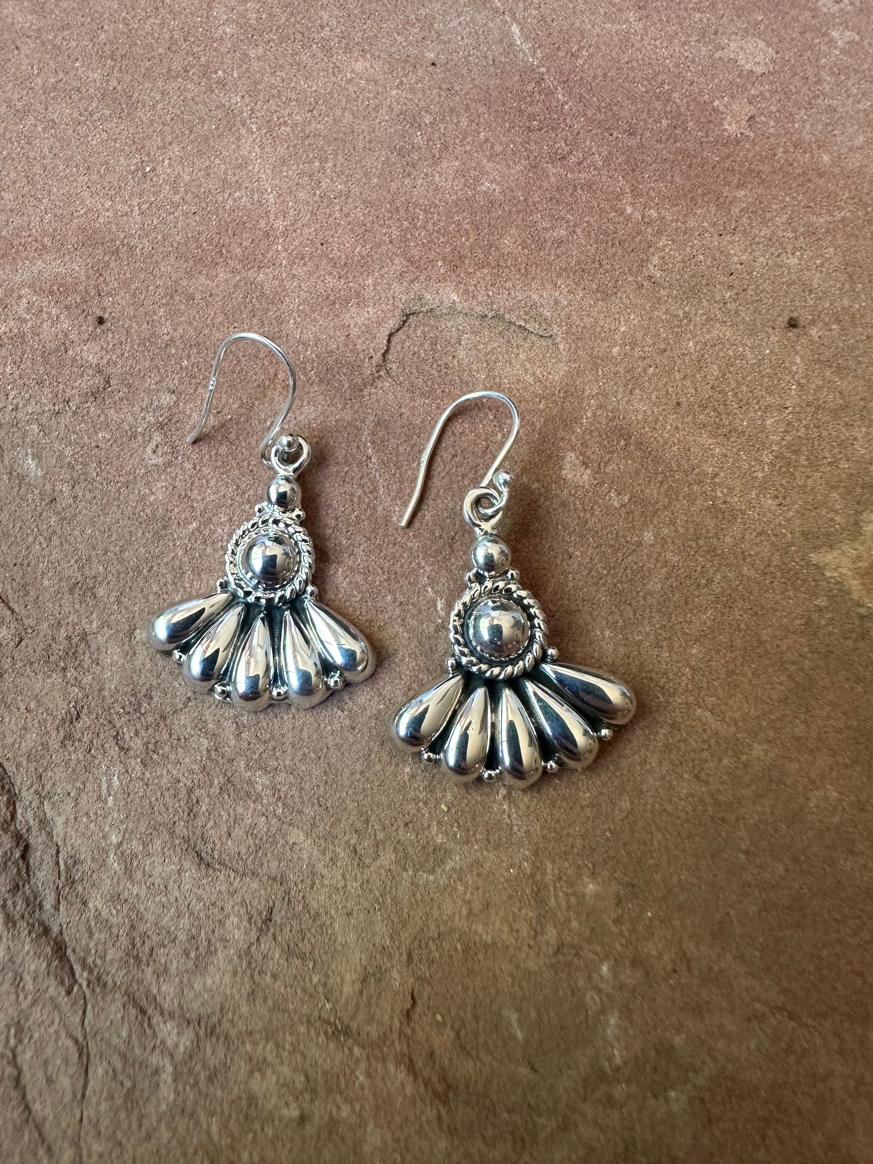 Handmade Sterling Silver Ball Dangle Earrings Signed Nizhoni