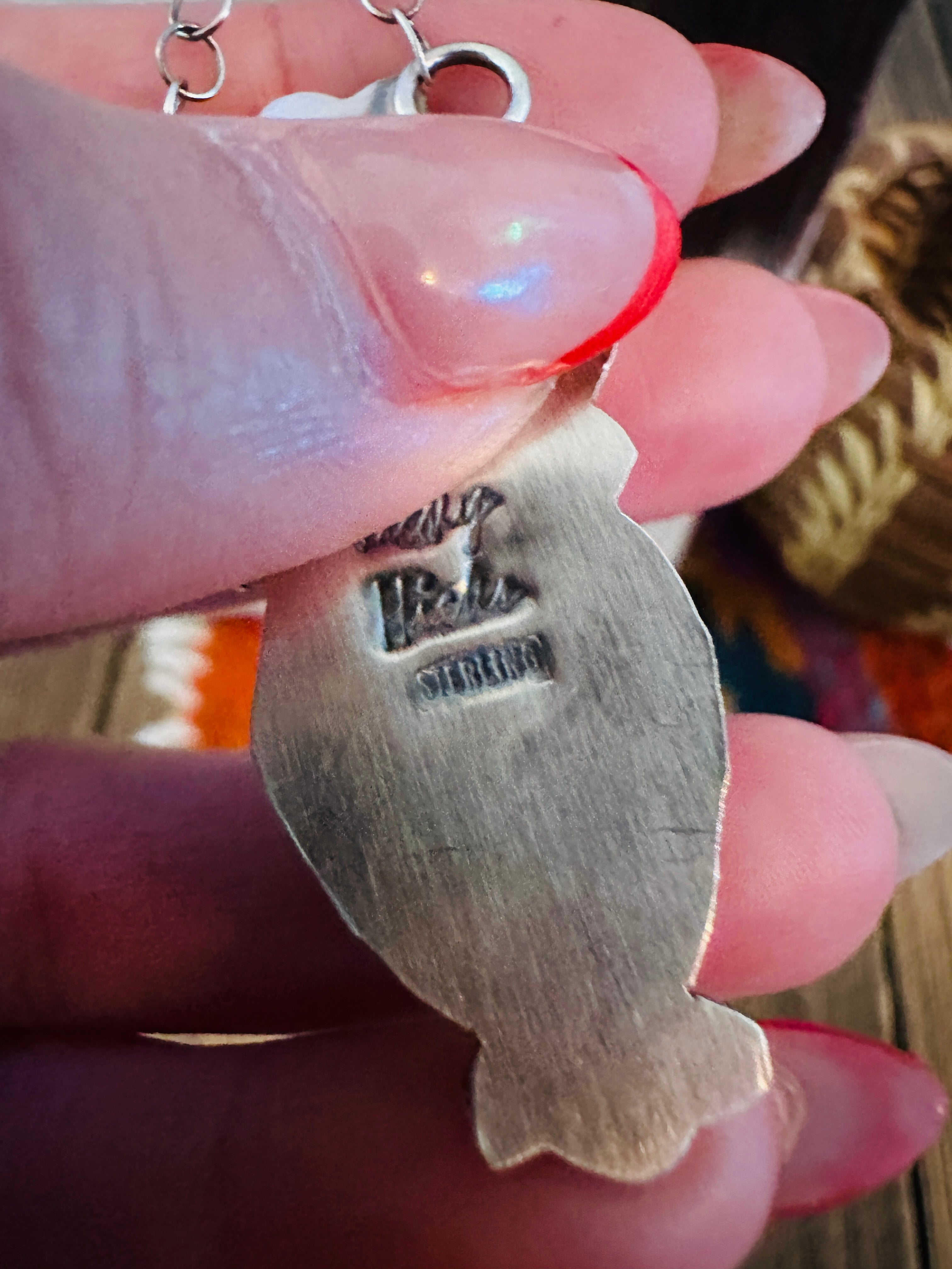 Handcrafted Sonoran Mountain Turquoise & Sterling Silver Necklace by Vicky Hicks