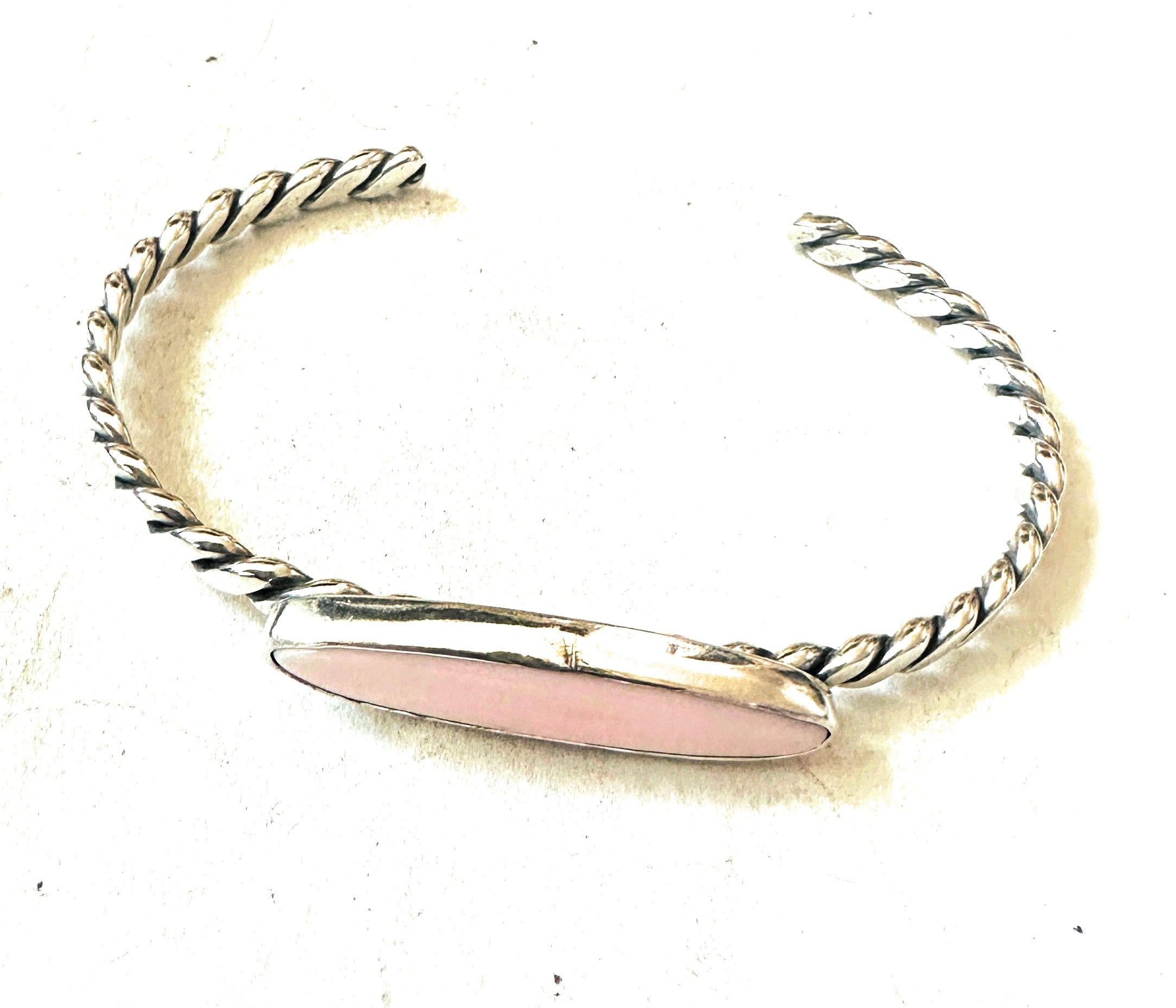 Navajo Queen Pink Conch & Sterling Silver Cuff Bracelet